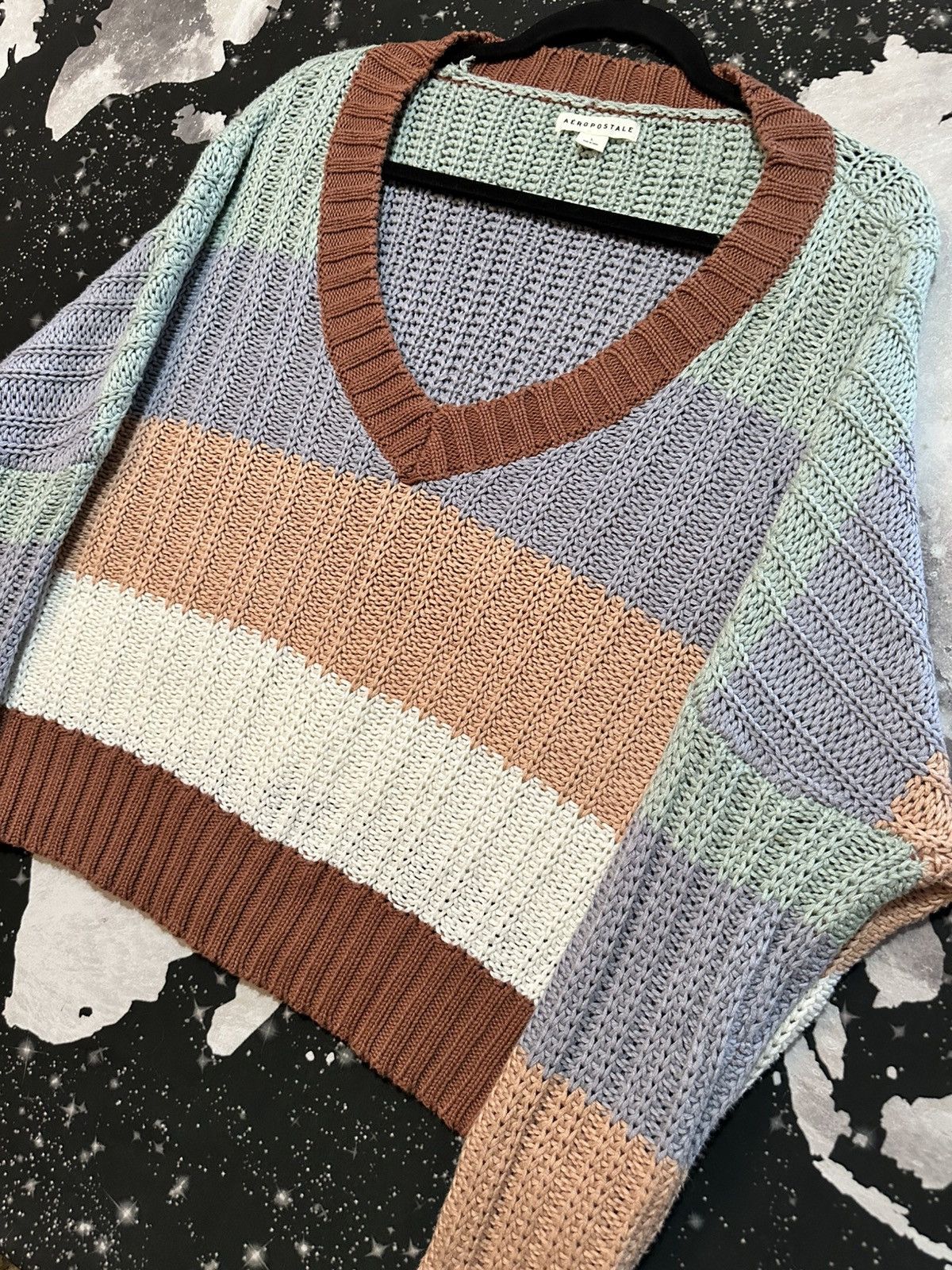 Aeropostale Aeropostale Striped V-neck Crop Sweater Size L / US 10 / IT 46 - 2 Thumbnail