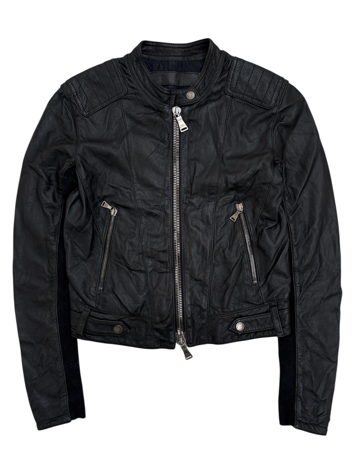 Hedi Slimane Crop Biker Leather Jacket Size US XXS / EU 40 - 1 Thumbnail