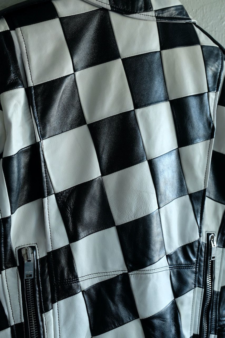 Hedi Slimane × Saint Laurent Paris Saint Laurent Leather Damier Checkered Biker Jacket Paris Size US XS / EU 42 / 0 - 8 Thumbnail
