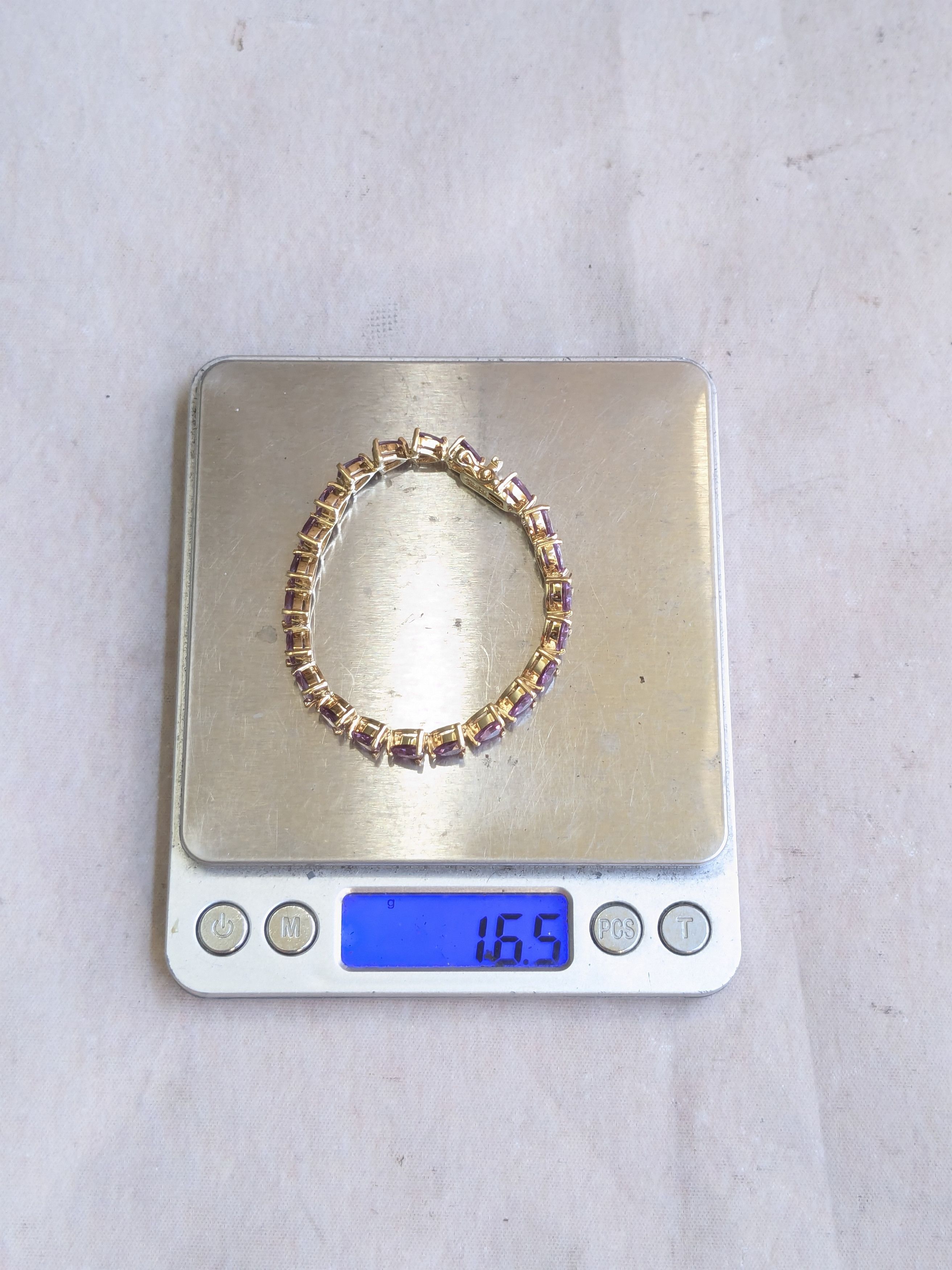 Sterling Silver Sterling Silver Tennis Bracelet Purple Alexandrite Gold 6.5" Size ONE SIZE - 15 Thumbnail