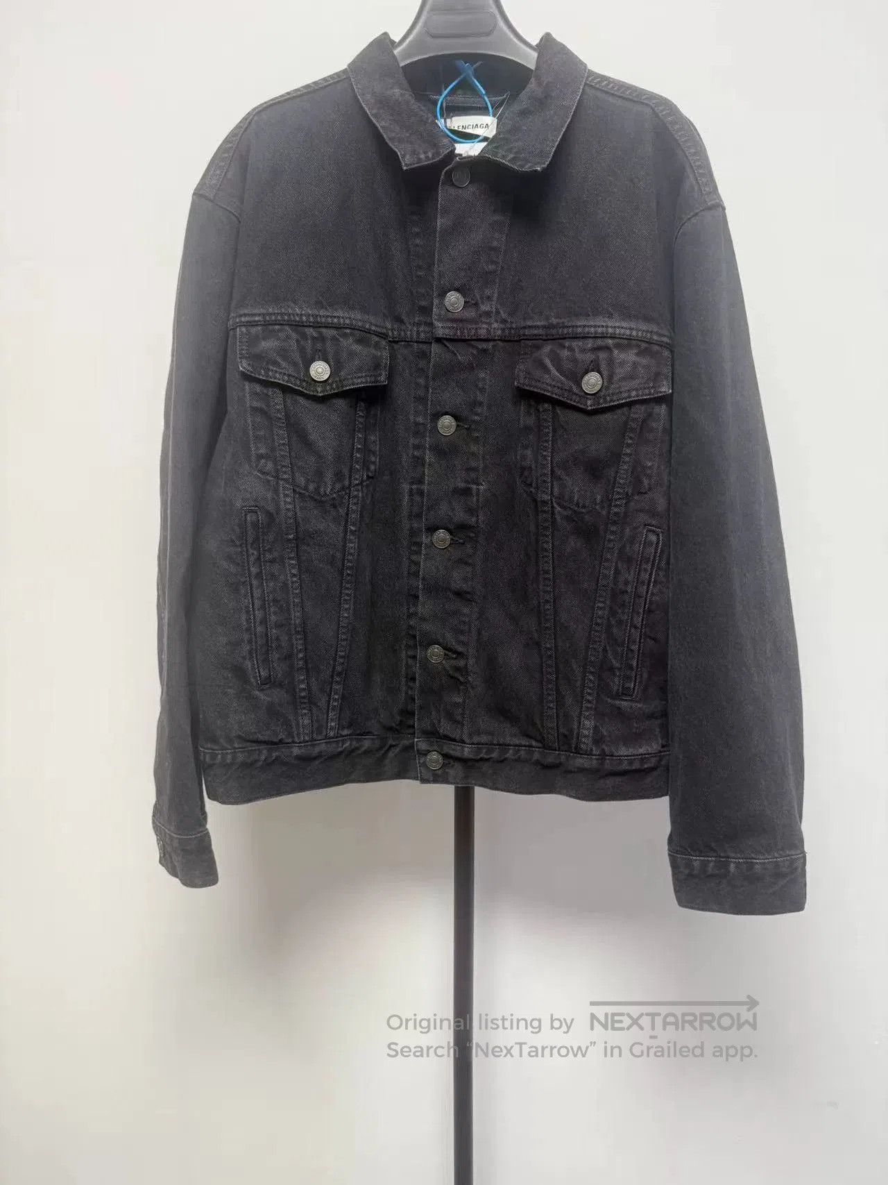 Balenciaga Balenciaga Logo Long-Sleeve Collared Denim Jacket. Size XS / US 0-2 / IT 36-38 - 2 Thumbnail
