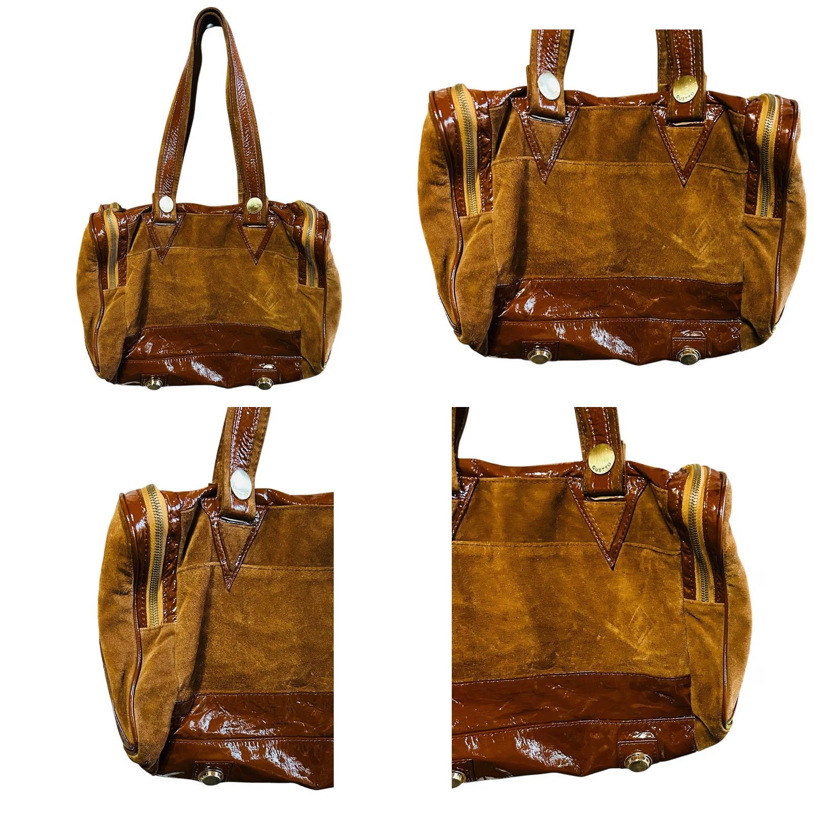 Vintage VINTAGE Gustto Y2K Brown Suede & Vinyl Purse Women’s Shoulder Hand Bag Stained Size ONE SIZE - 9 Thumbnail