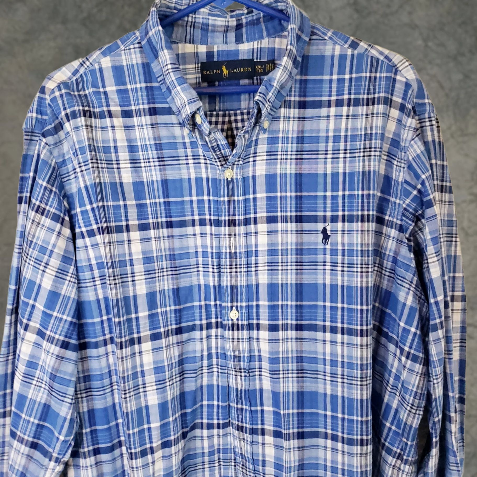 Ralph Lauren Ralph Lauren Men's Button-Up Shirt Plaid Long Sleeve Blue 2XL Size XXL Casual Workwear Size US XXL / EU 58 / 5 - 1 Thumbnail