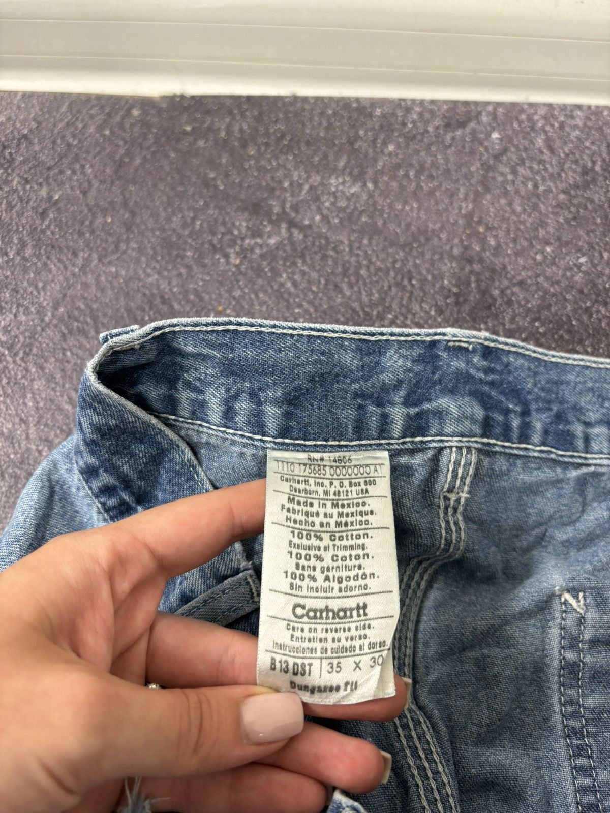 Carhartt Vintage Carhartt Dungaree Fit Faded Blue Denim Baggy Jeans Size US 35 - 17 Thumbnail