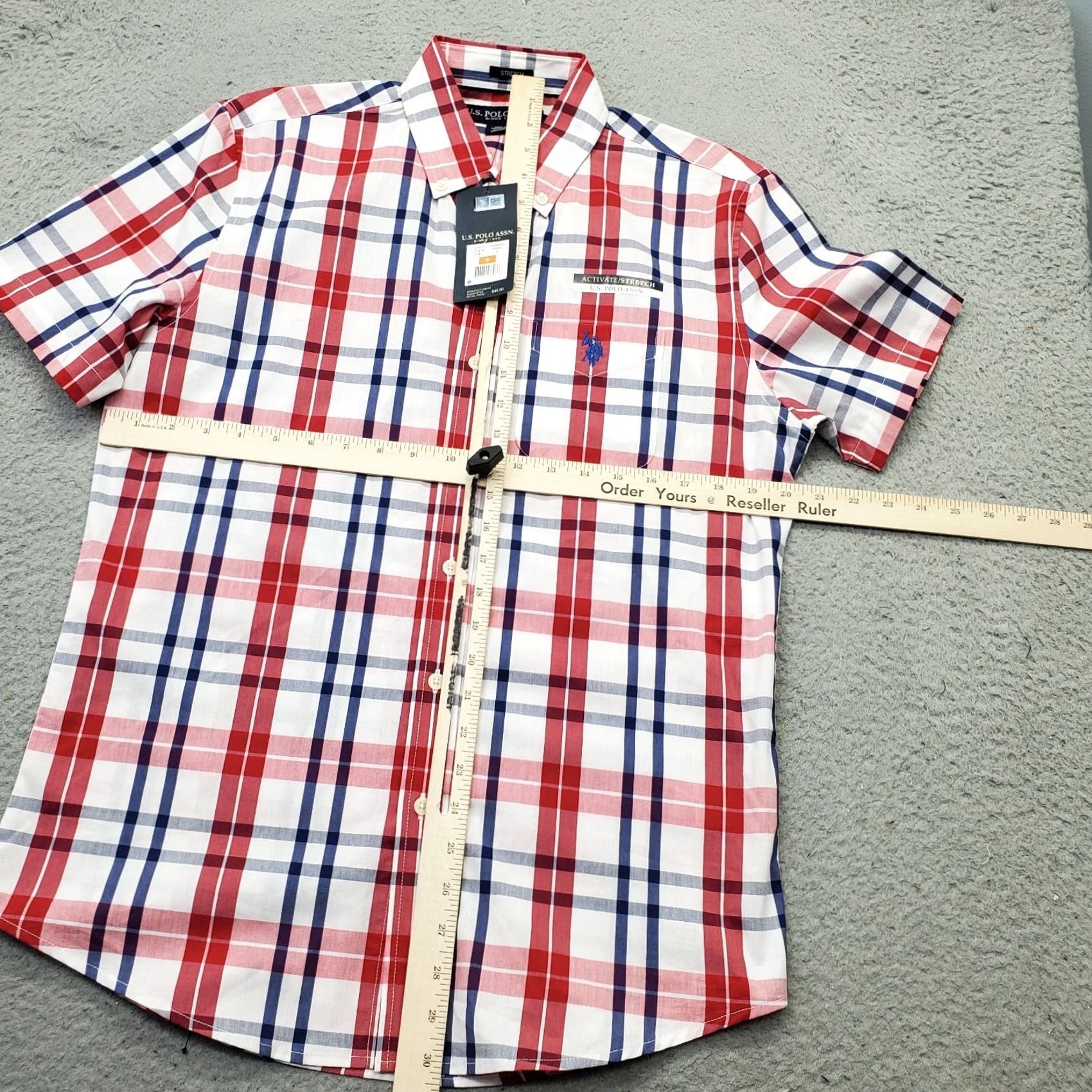 Vintage US Polo Assn. Shirt Mens S Multi Plaid Stretch Classic Short Sleeve Button Down Size US S / EU 44-46 / 1 - 3 Thumbnail