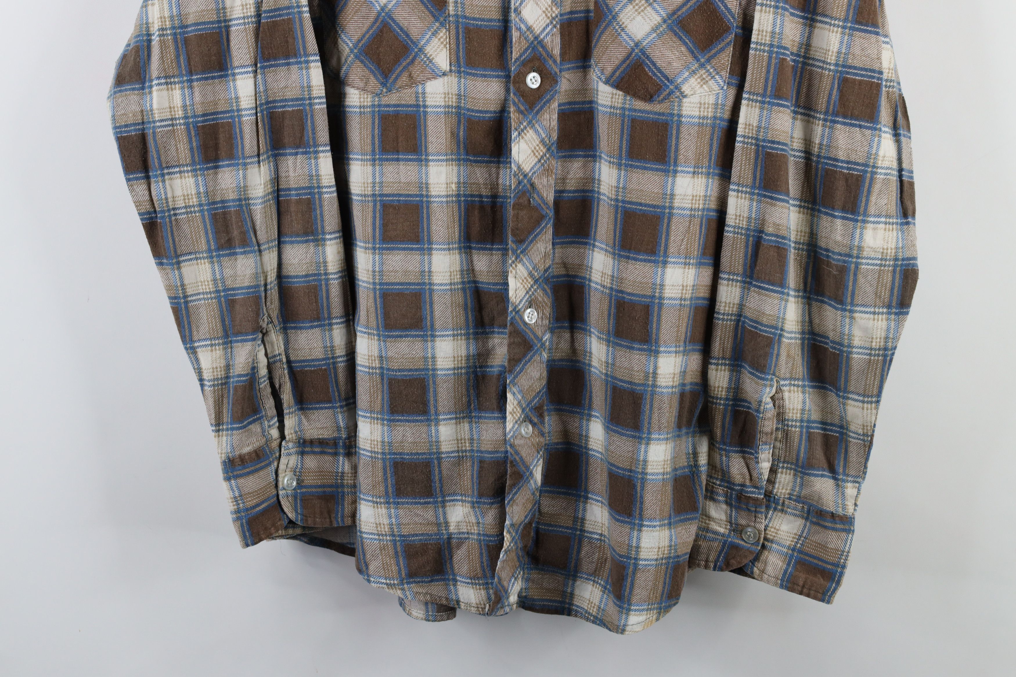 Vintage Vintage 70s Streetwear Flannel Collared Button Shirt Plaid Size US L / EU 52-54 / 3 - 3 Thumbnail