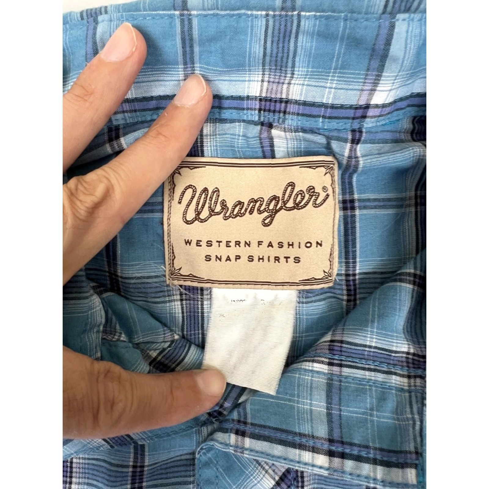 Wrangler VINTAGE Wrangler Western Shirt Plaid Pearl Snap XL Blue Men Shirt Junior? Size US XL / EU 56 / 4 - 3 Thumbnail