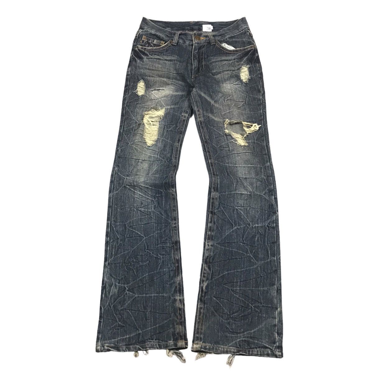 FLARE🔥RIPPED DISTRESSED JAPANESE STYLE DENIM PANTS 154