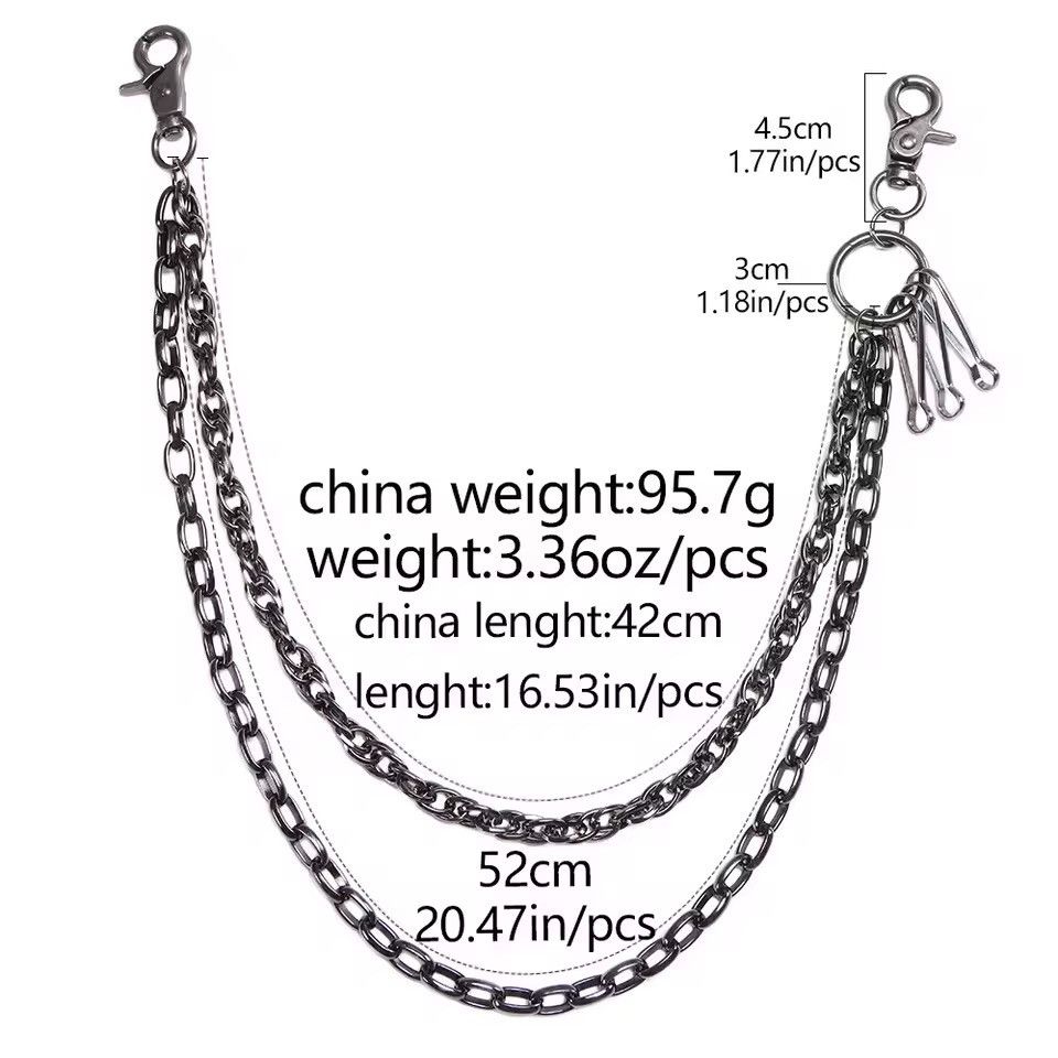 Japanese Brand Gun Black Double-Layer Wallet Chain Size ONE SIZE - 5 Thumbnail