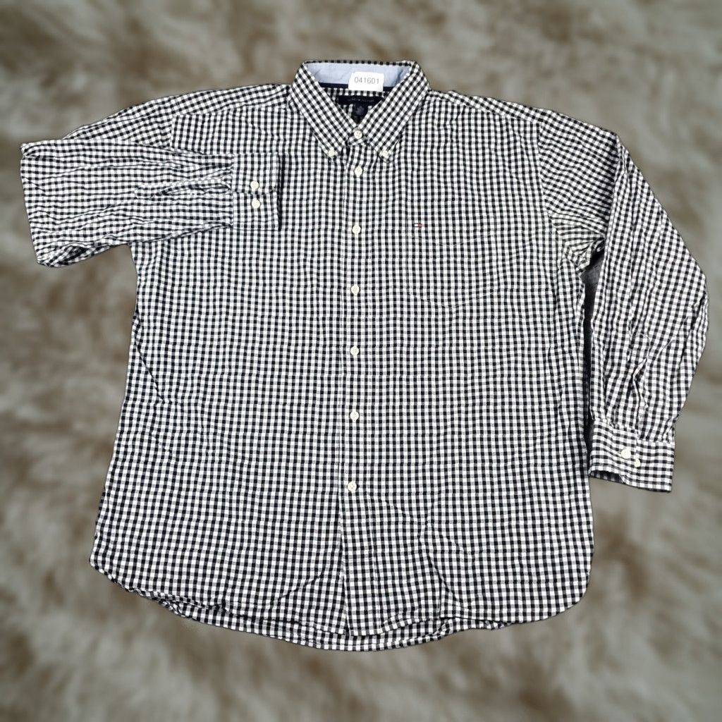 Tommy Hilfiger Tommy Hilfiger Button-Up Shirt Mens XL Gray Black White Check Long Sleeve Size US XL / EU 56 / 4 - 1 Thumbnail