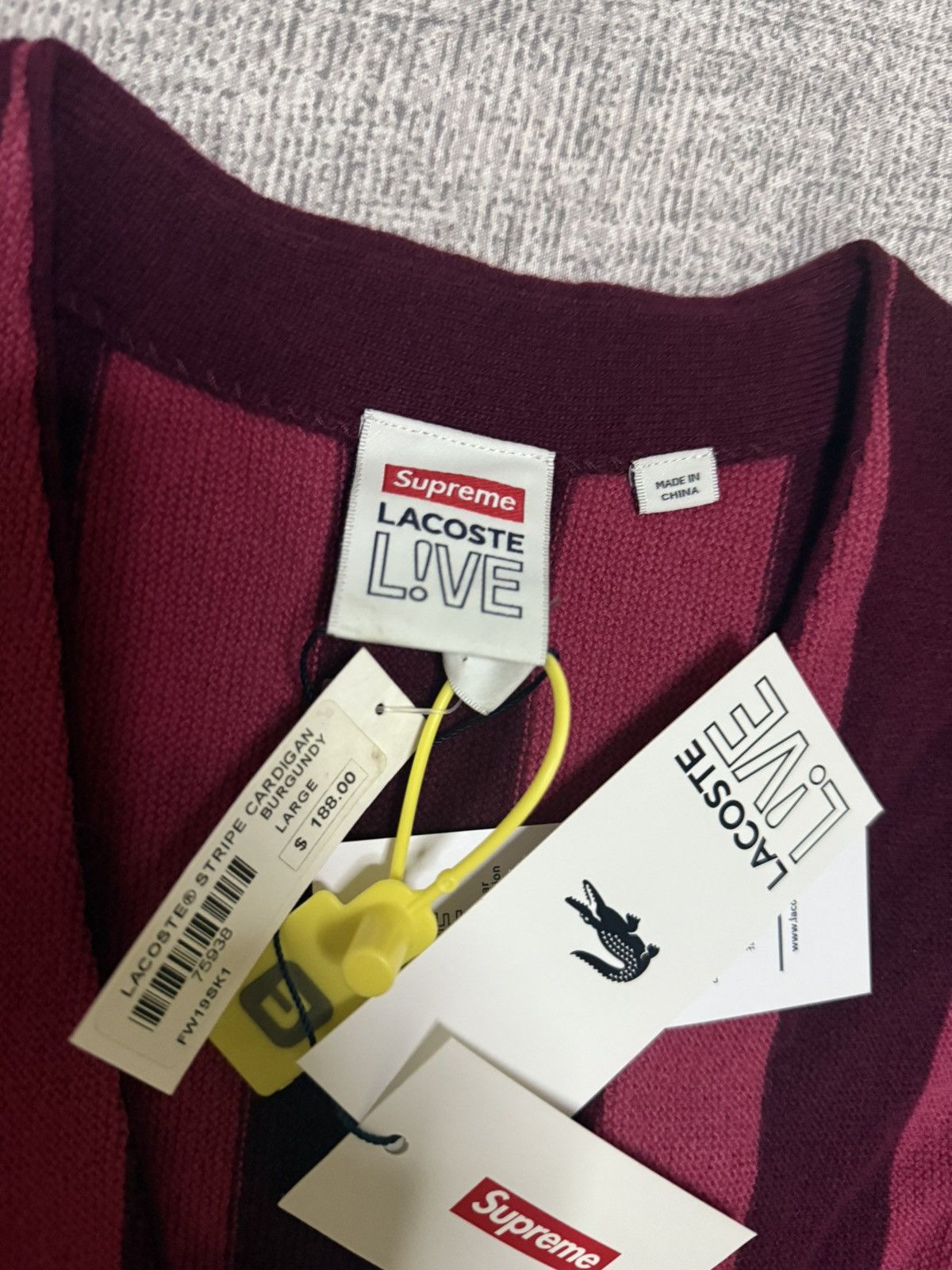 Lacoste × Supreme Supreme Lacoste stripe cardigan Size US M / EU 48-50 / 2 - 3 Thumbnail