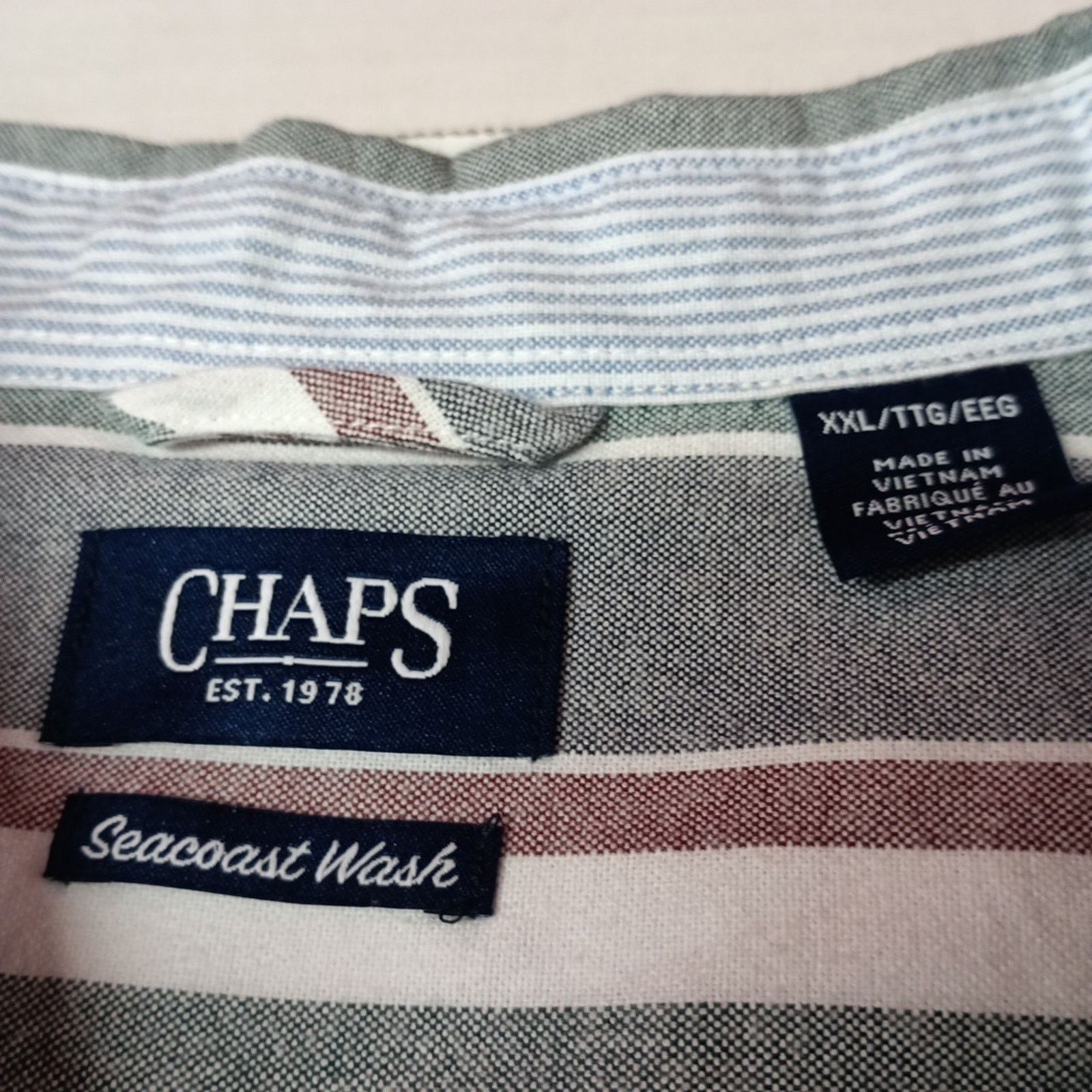 Chaps Chaps Seacoast Oxford Woven Shirt Mens 2XL Evergreen Striped Size US XXL / EU 58 / 5 - 4 Thumbnail