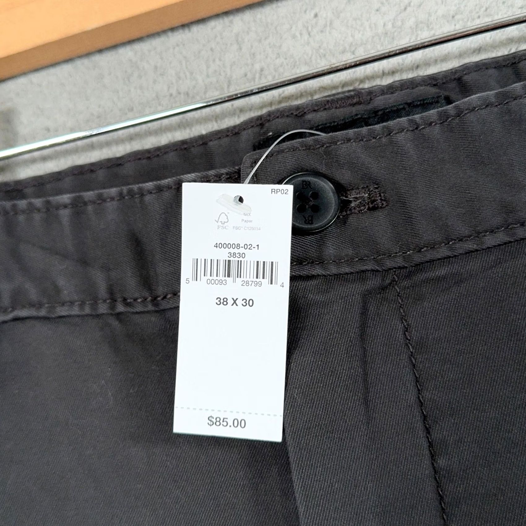 Banana Republic Banana Republic Pants Mens 38 Slim Lived-In Chino Gray 29 in Inseam Stretch Flat Front Zip Button Size US 38 / EU 54 - 6 Thumbnail