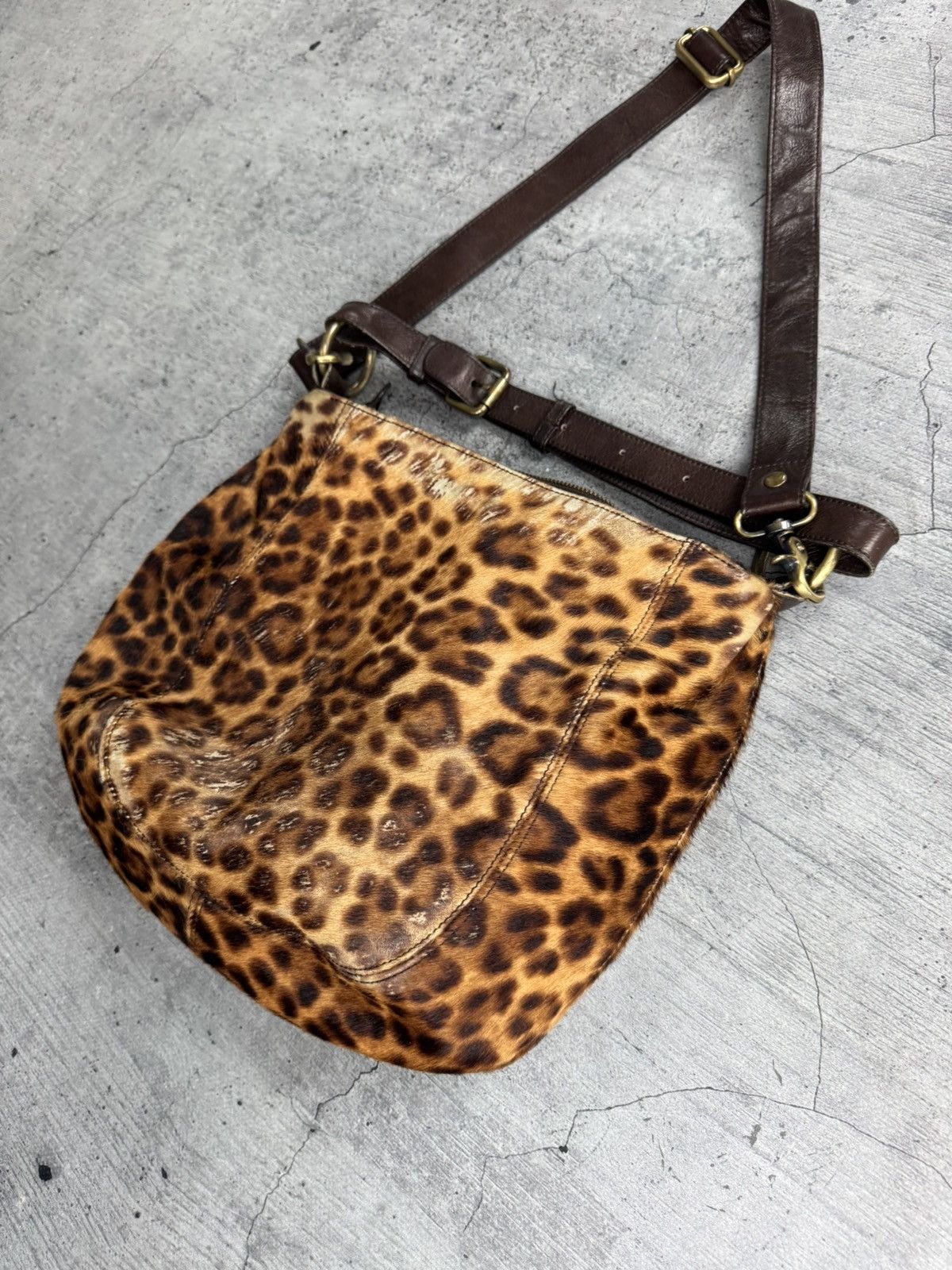 If Six Was Nine Y2K Japan Leopard Fur Leather Distressed Bag Size ONE SIZE - 12 Thumbnail