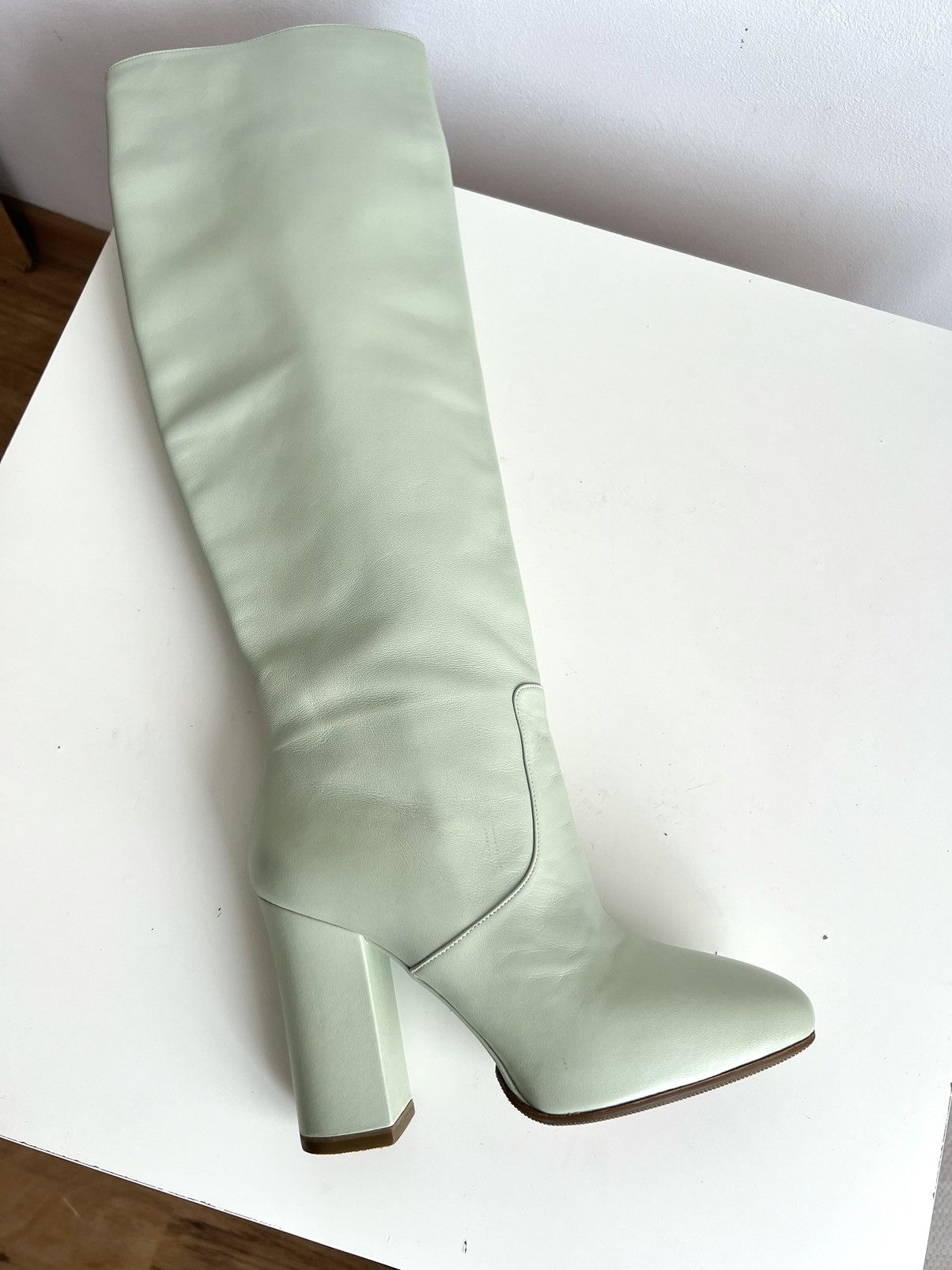 Dries Van Noten 🔥F/W20 Dries Van Noten Knee High Mint Calf Leather Boots Size US 9 / IT 39 - 15 Thumbnail