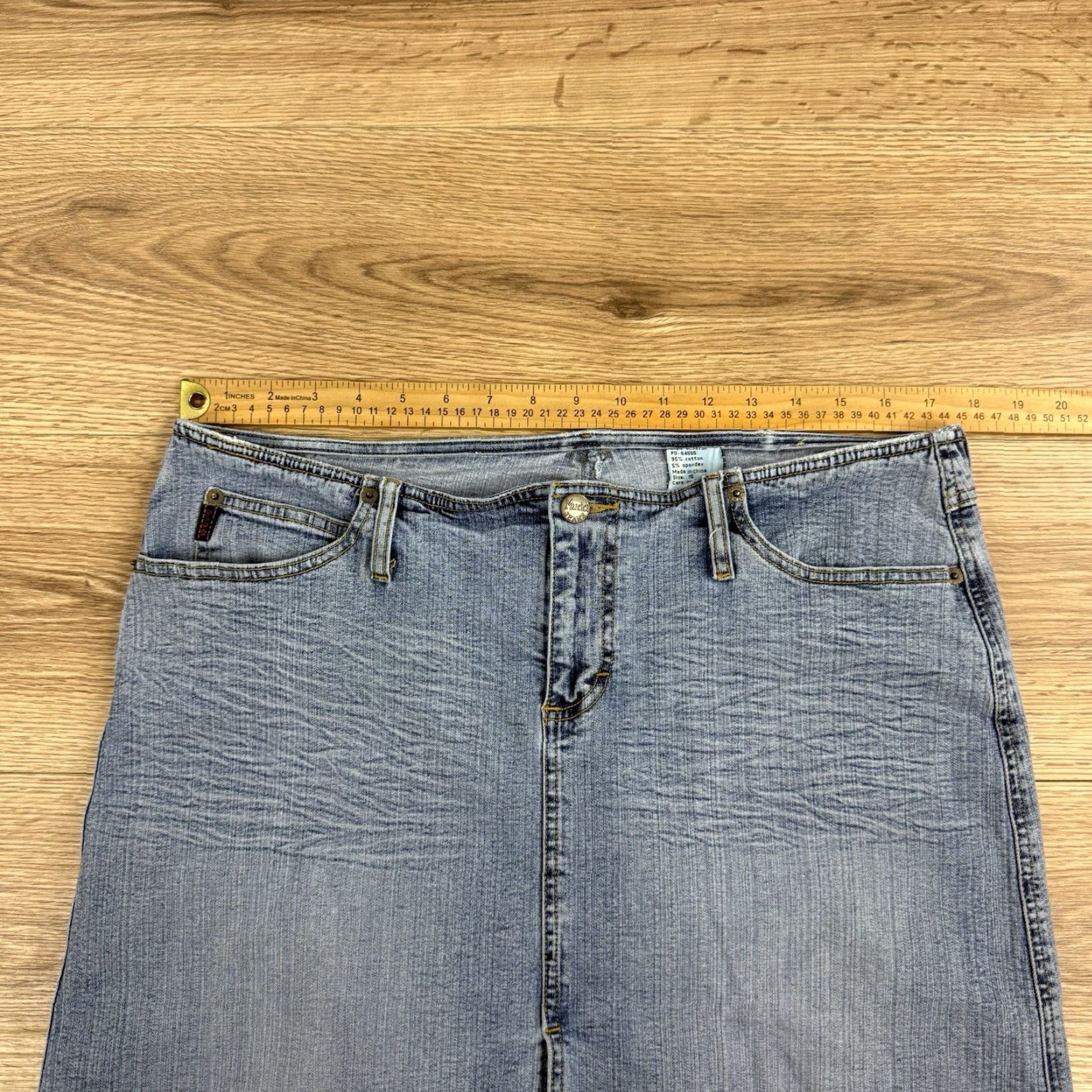 Denime Mudd Womens Denim Skirt Midi A-Line Stretch Size 15 Blue Wash Pockets Juniors Size 36" / US 14 / IT 50 - 3 Thumbnail