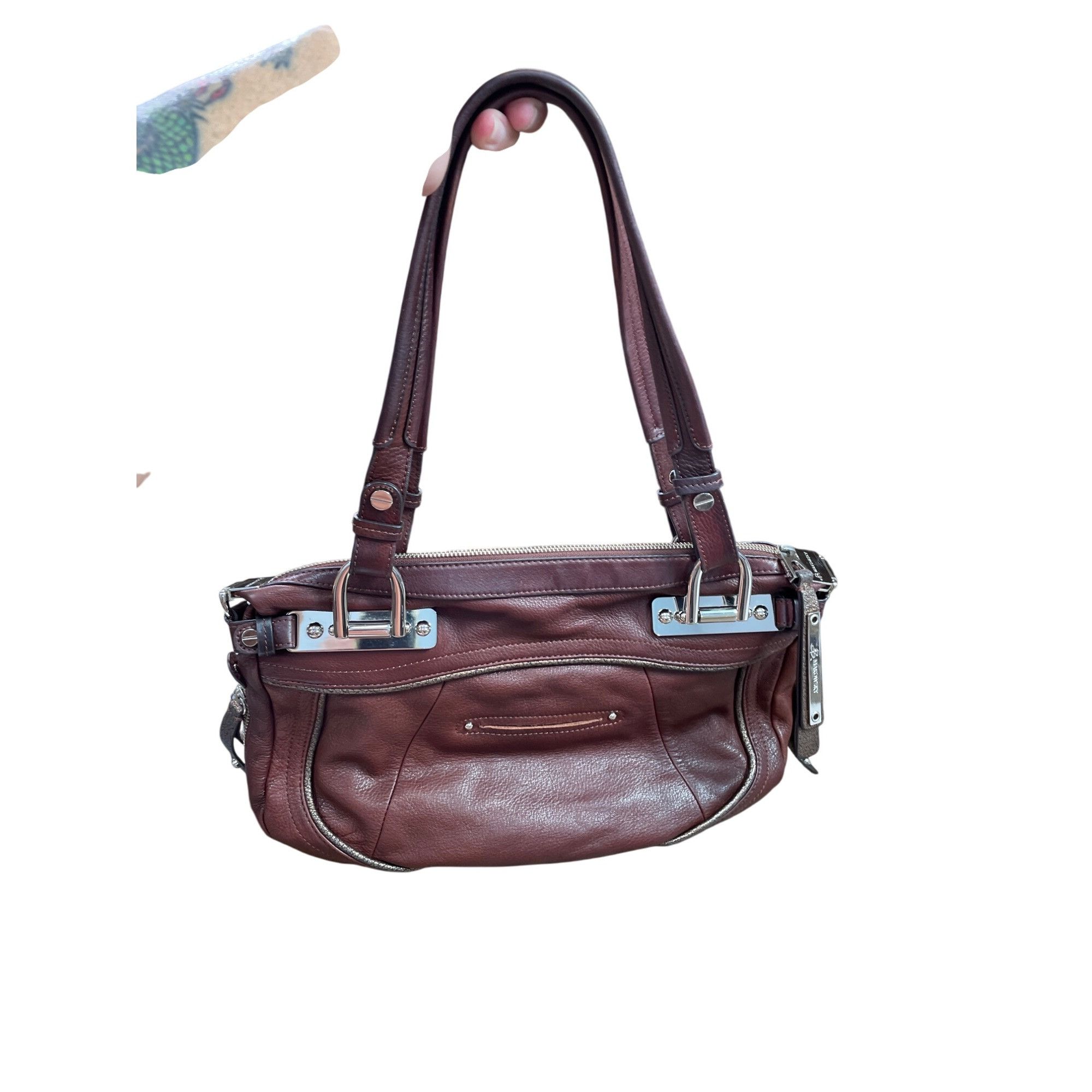 Other B. Makowsky Zebra Leather Shoulder Handbag Red/Brown Womens Size ONE SIZE - 14 Thumbnail