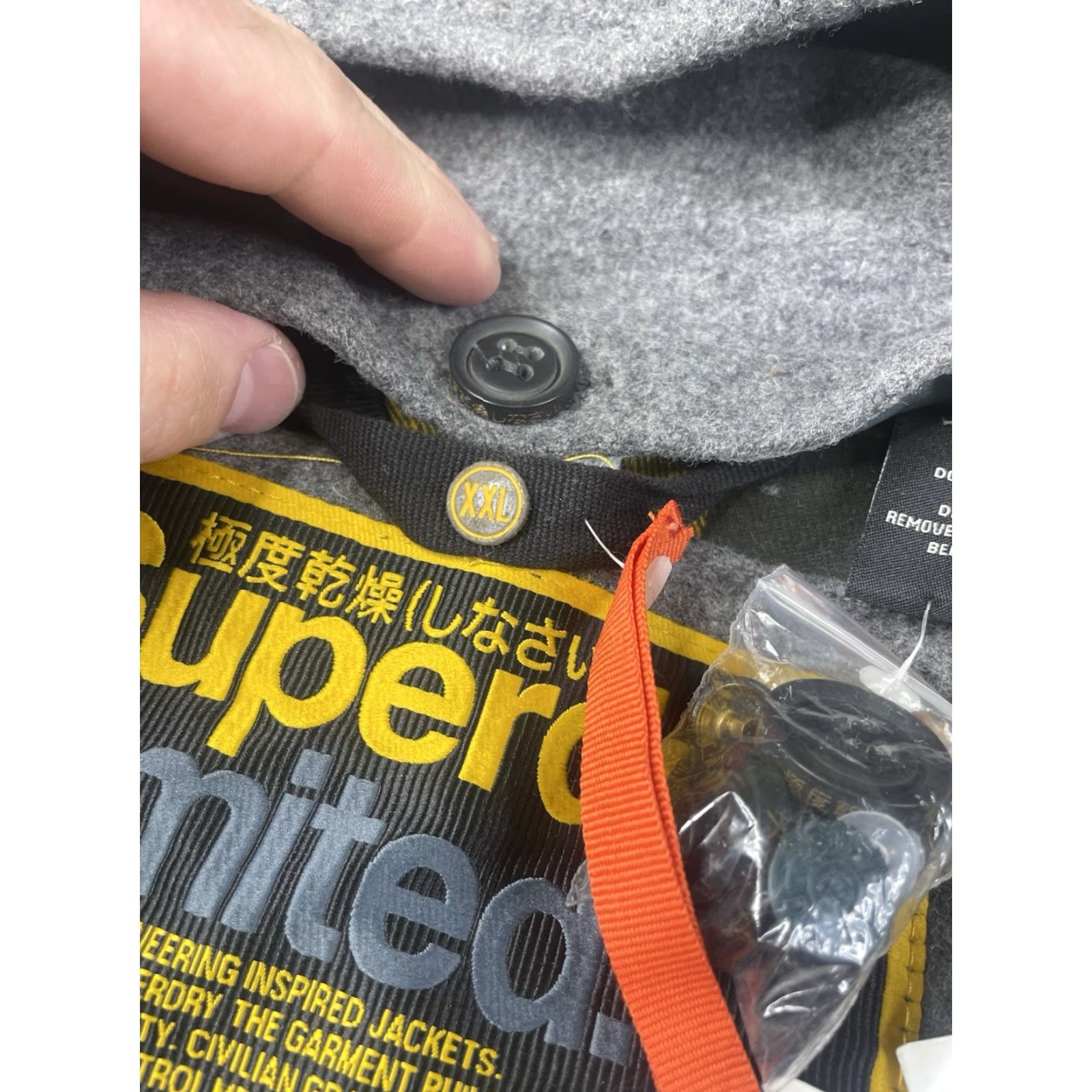 Superdry NWT Superdry Duffle Coat Hooded Men XXL Gray Wool Blend Button Closure Flannel Lined Size US XXL / EU 58 / 5 - 6 Thumbnail