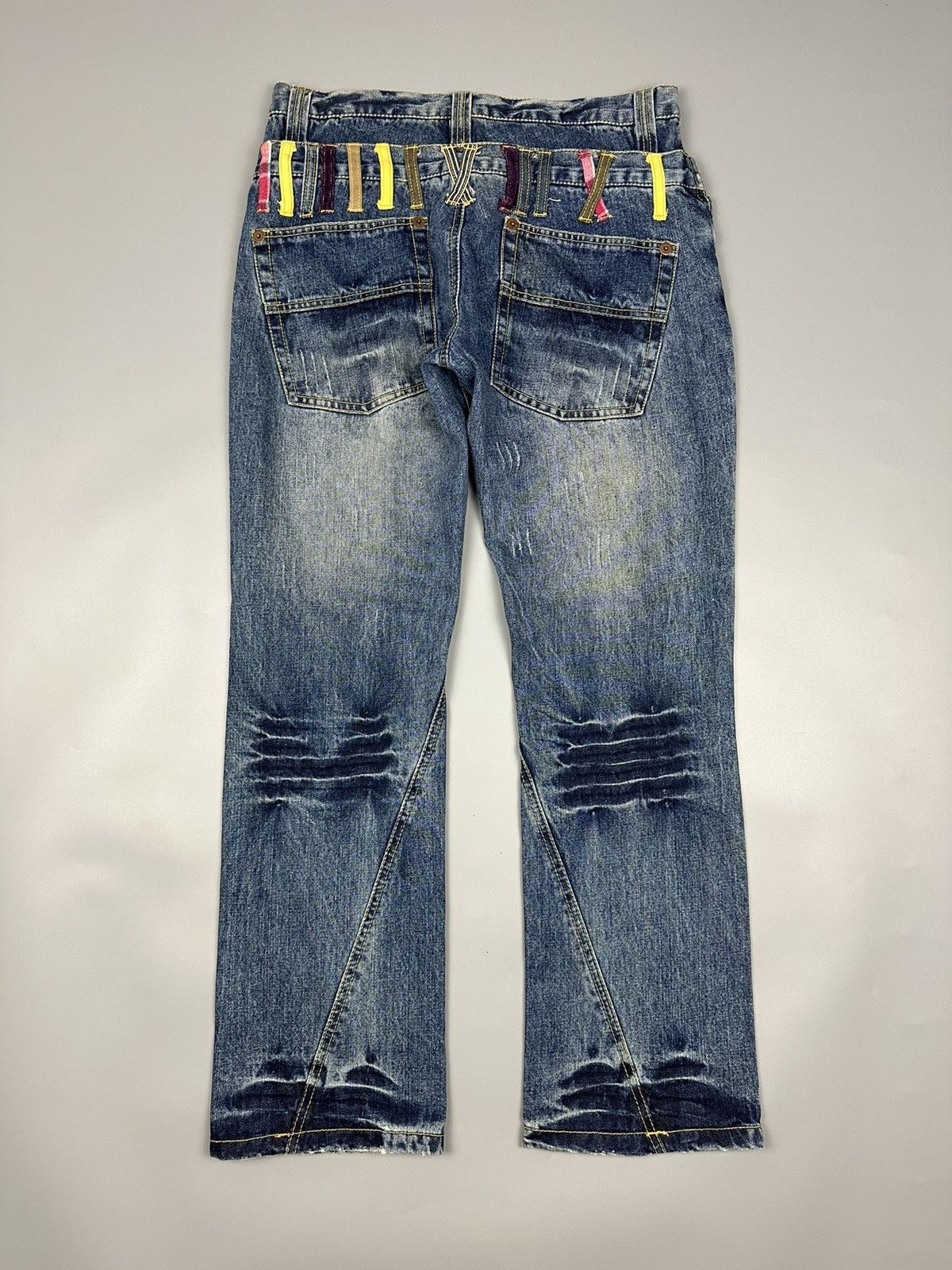 If Six Was Nine × Le Grande Bleu (L.G.B.) Vintage Six Star Iron Co Double Waist Whiskered Jeans Size US 32 / EU 48 - 2 Thumbnail