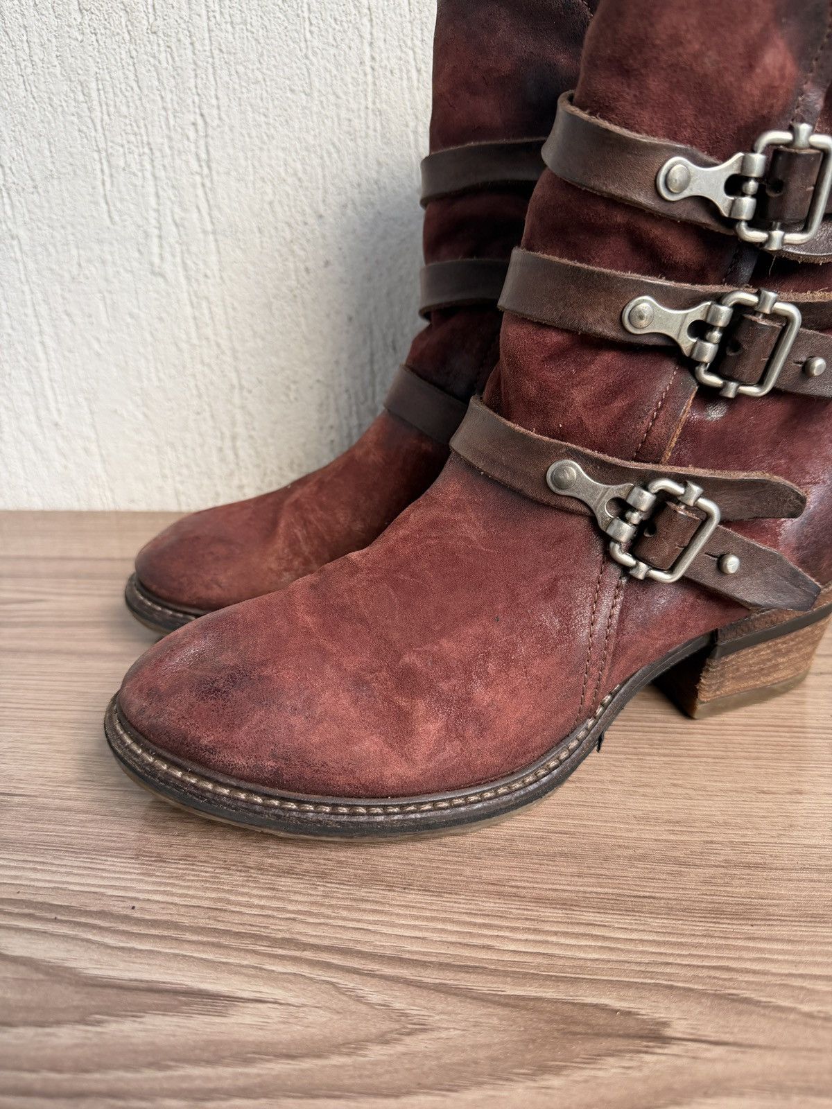 A.S.98 Triple buckle strap distress boots Size US 9 / IT 39 - 2 Thumbnail
