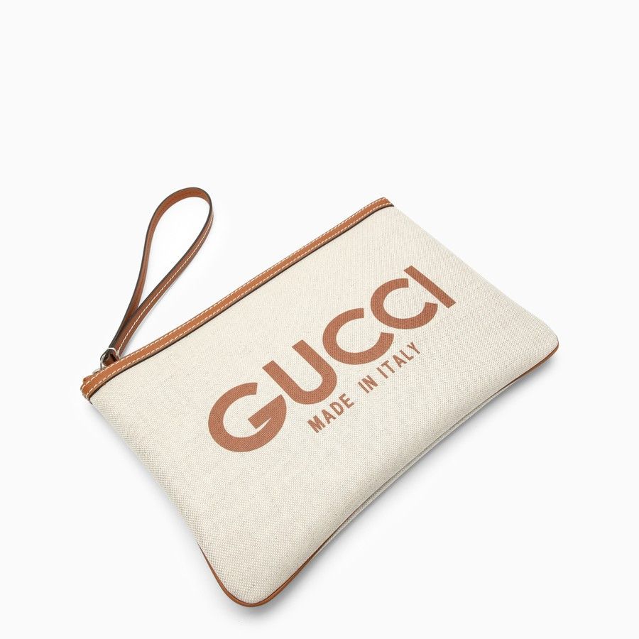 Gucci o1d2blof0824 Size: OS / Canvas Logo Pouch in White & Beige Size ONE SIZE - 5 Thumbnail