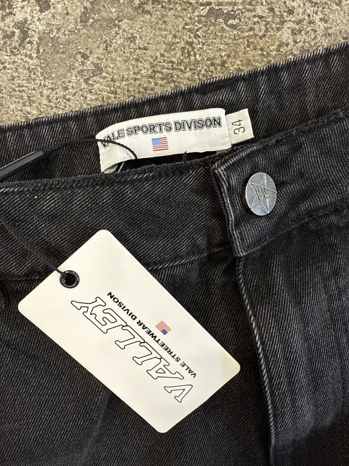 Vale Vale (Valley) Stone Crystal Rhinestone Black Baggy Jean Size US 34 / EU 50 - 3 Thumbnail