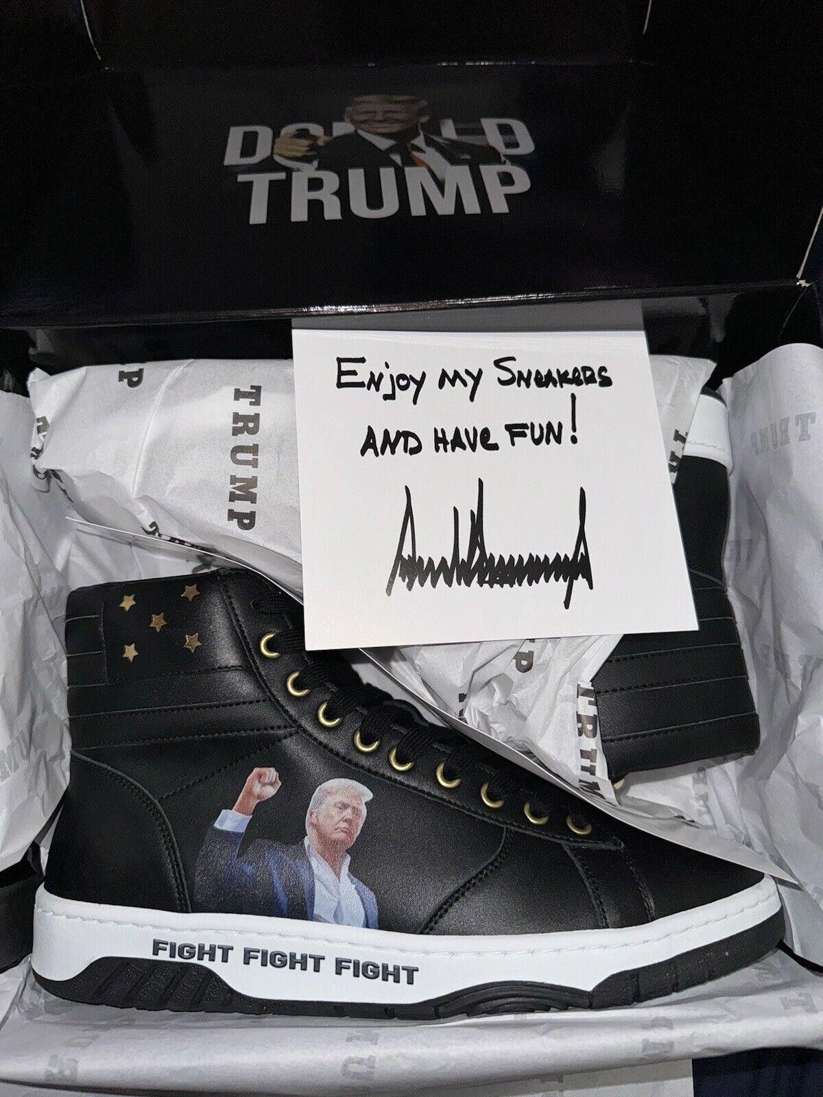 Designer TRUMP SNEAKERS Numbered 1014/4700 FIGHT Black Sneakers sz 11 Size US 11 / EU 44 - 2 Thumbnail