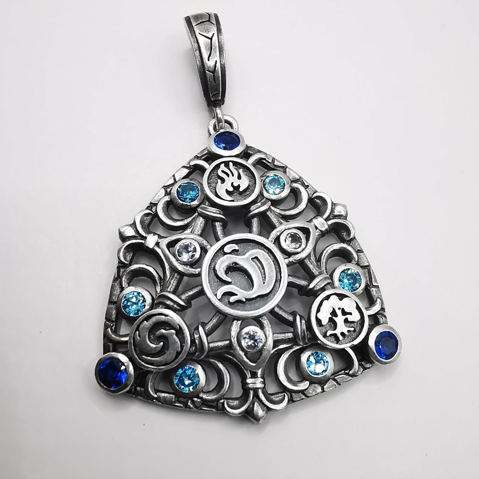 Vintage Vintage Pendant 925 Sterling Silver Sapphire, Topaz 7,15g Size ONE SIZE - 1 Thumbnail