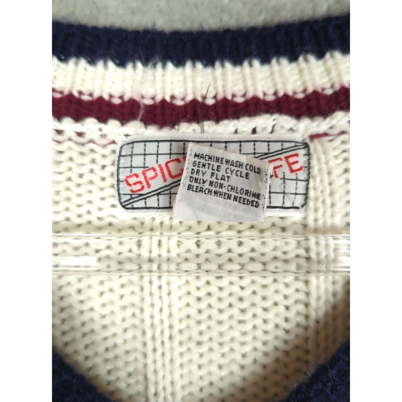 Vintage VINTAGE Spice of Life Cricket Varsity Tennis Sweater Cable Knit V Neck Womens L Creamy white 1990s Preppy Sportswear Womens Size L / US 10 / IT 46 - 4 Thumbnail