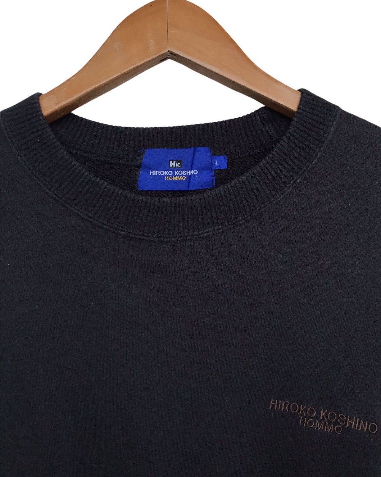 Hiroko Koshino Homme Hiroko Koshino Japanese Brand Spellout Black Sweatshirt Size US M / EU 48-50 / 2 - 5 Thumbnail
