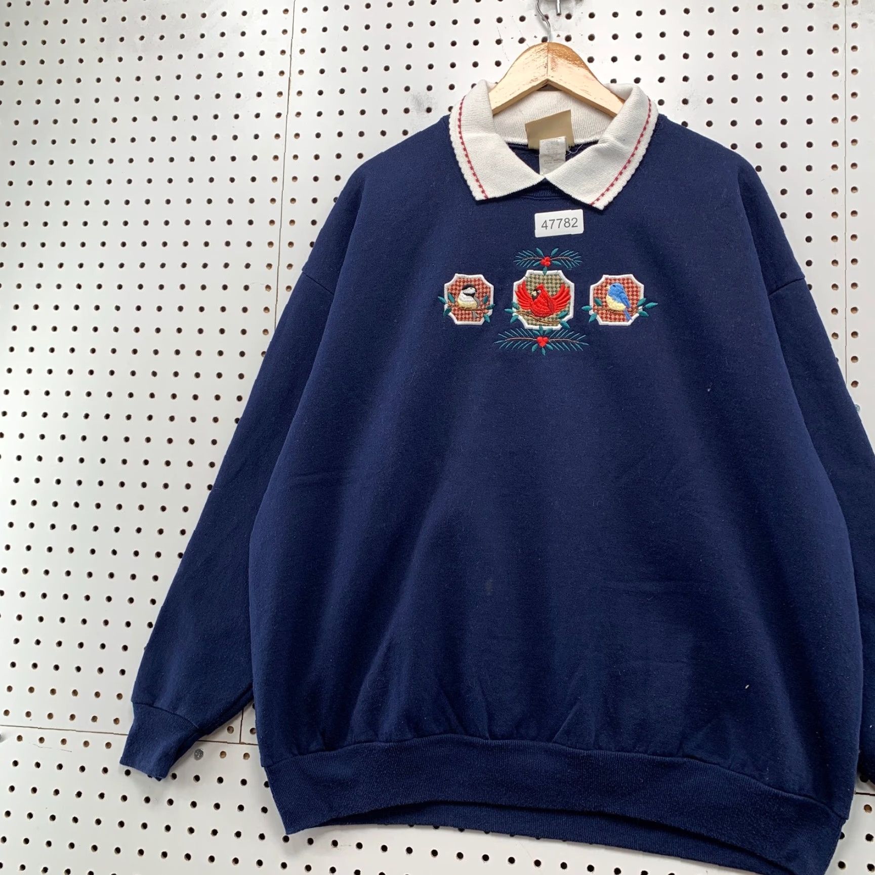 Vintage Vintage Morning Sun 2XL Blue Bird Collared Sweatshirt Women Top Stitch 90s Embroidered Pullover Sweatshirt Womens Size XXL / US 16-18 / IT 52-54 - 4 Thumbnail