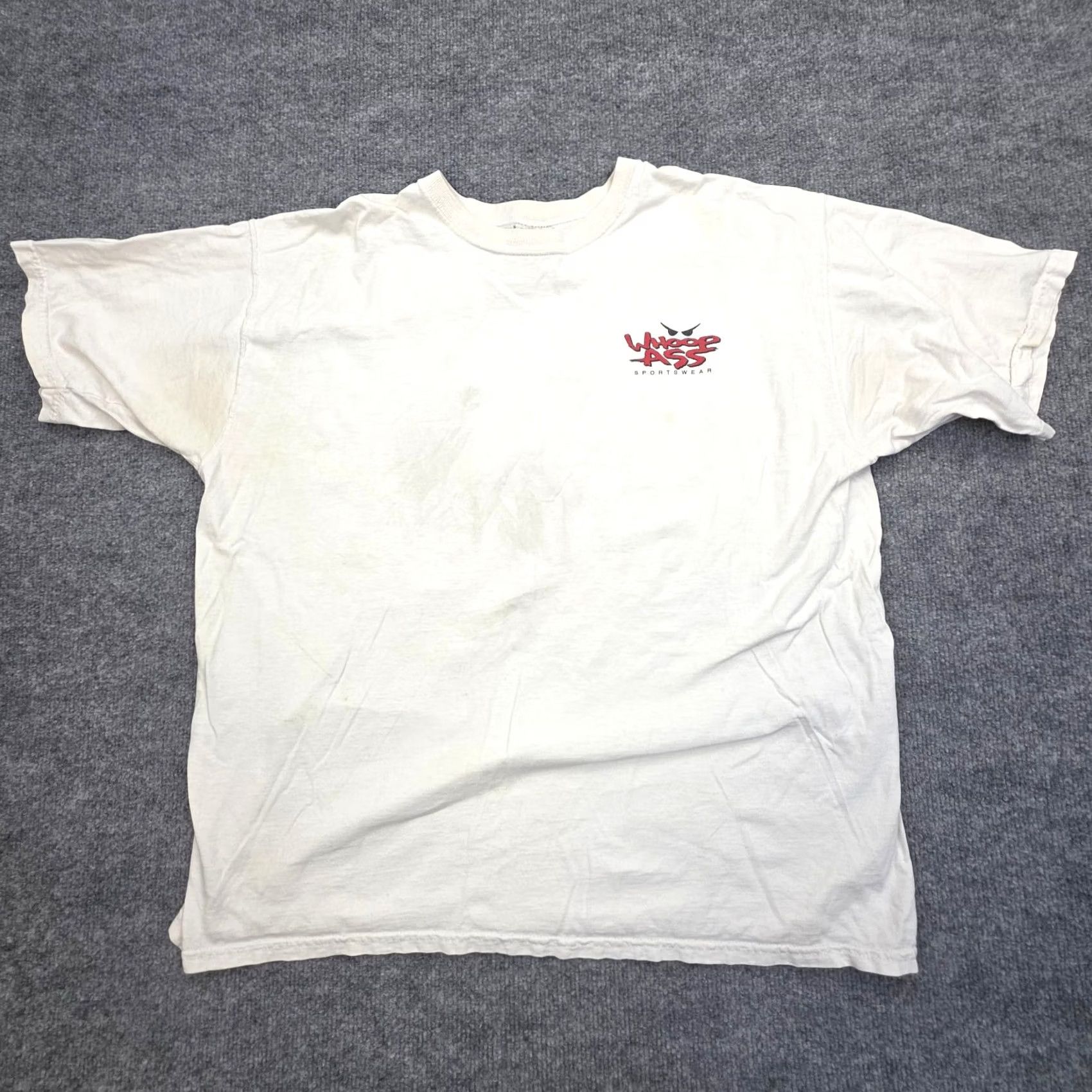 Vintage VINTAGE Whoop Ass Sportswear Shirt XL White Can of Whoop Ass stains Mens T-Shirt 90s Size US XL / EU 56 / 4 - 2 Thumbnail