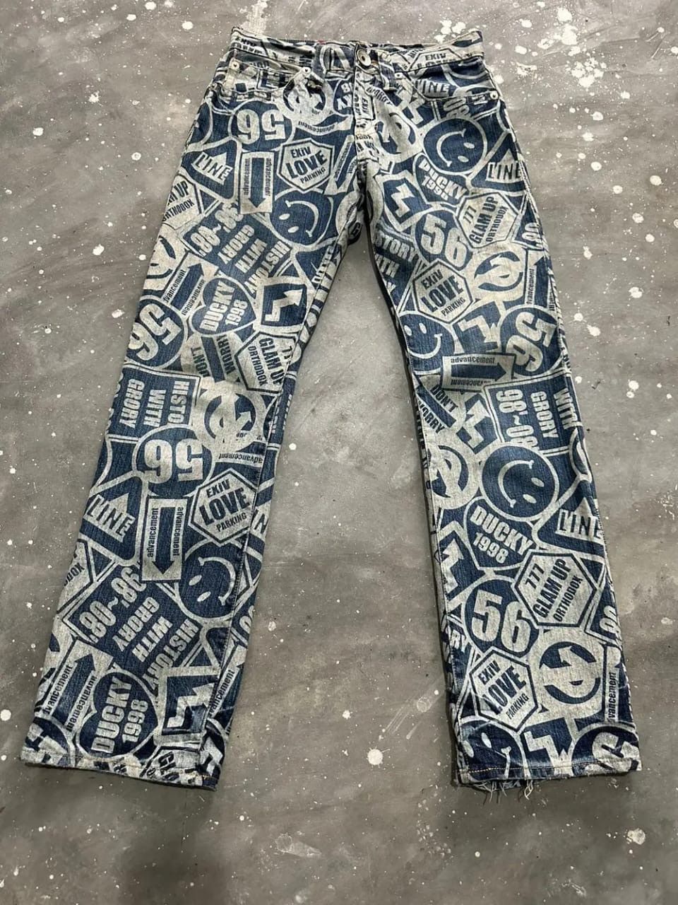 Japanese Brand Co & Lu Fullprint Smile Design Pants Size US 29 - 2 Thumbnail