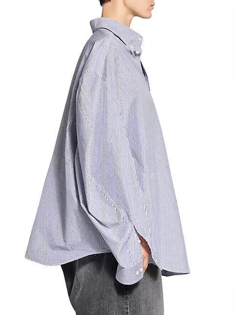Balenciaga o1bcso1str1124 Twisted Sleeve Shirt in Blue/White Size XS / US 0-2 / IT 36-38 - 3 Thumbnail