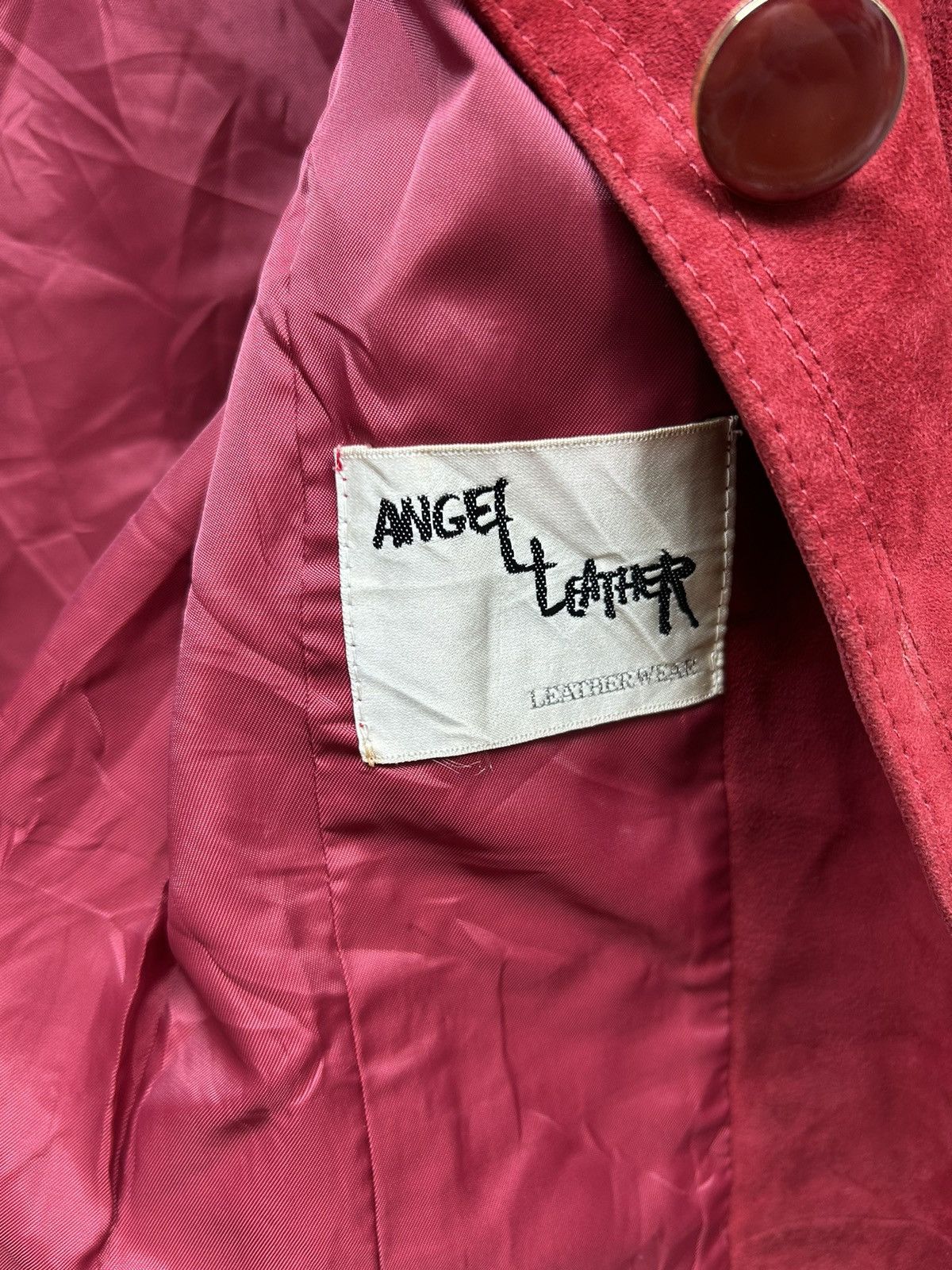 Designer Vintage Angel Red Leather Coat Size S / US 4 / IT 40 - 8 Thumbnail