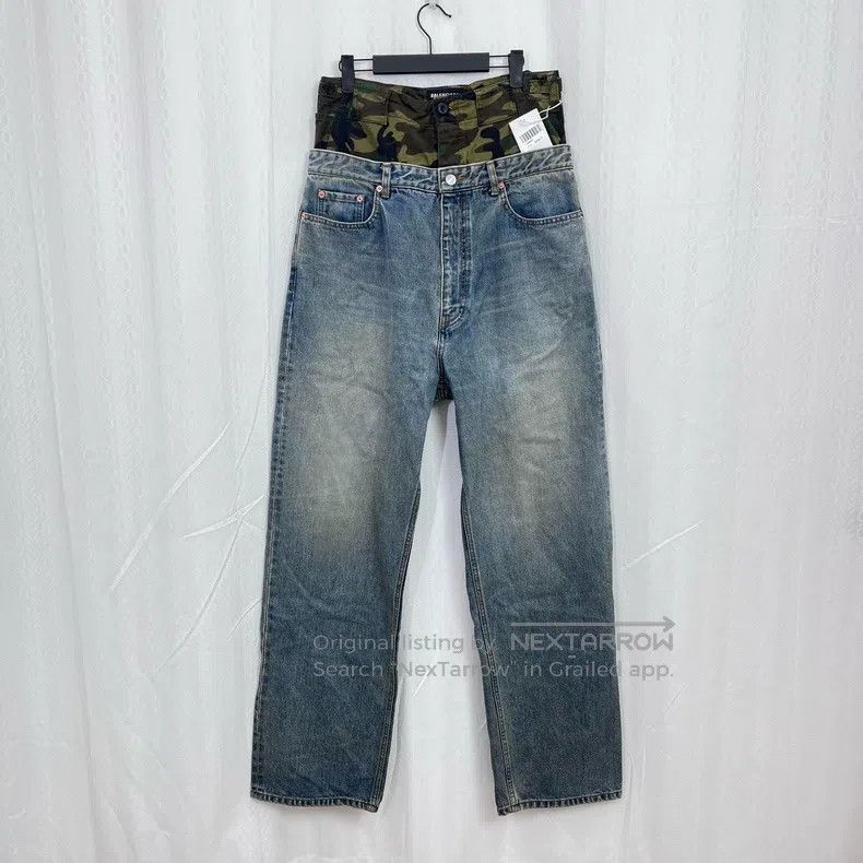 Balenciaga Balenciaga size S Faux Two Piece Camo Denim Pants Size US 27 - 1 Thumbnail