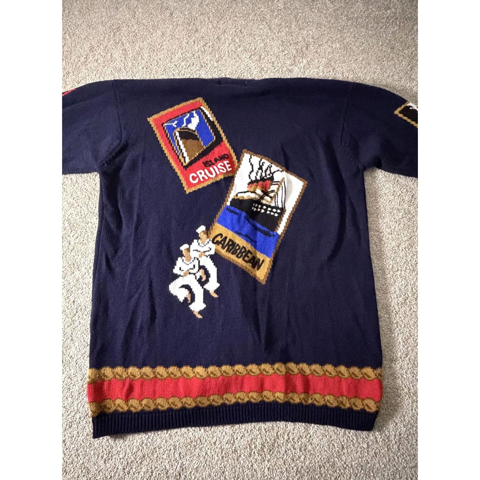 Nautica VINTAGE JH Collectibles Sweater Cardigan Womens Large Navy Cruise Nautical 80s Size L / US 10 / IT 46 - 7 Thumbnail