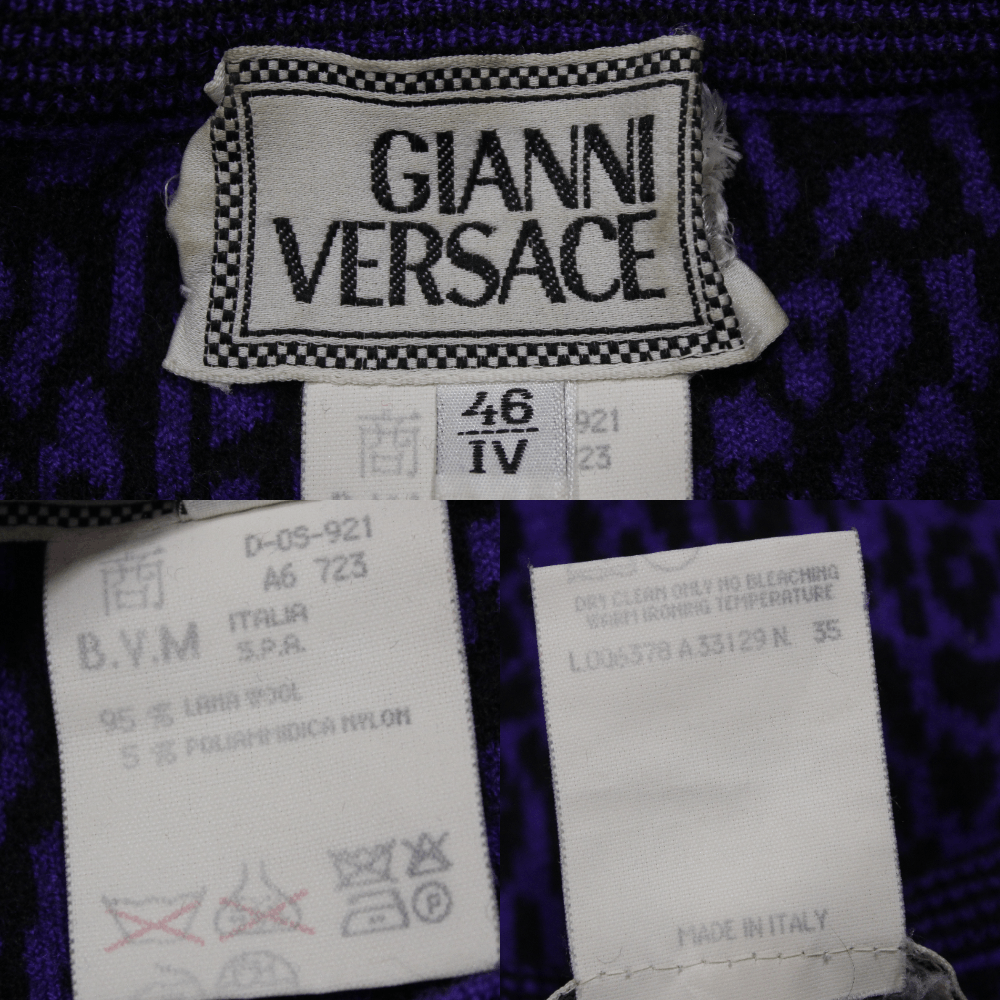 Versace 90S Violet Leopard Camo Wool Knit Vintage Size L / US 10 / IT 46 - 9 Thumbnail