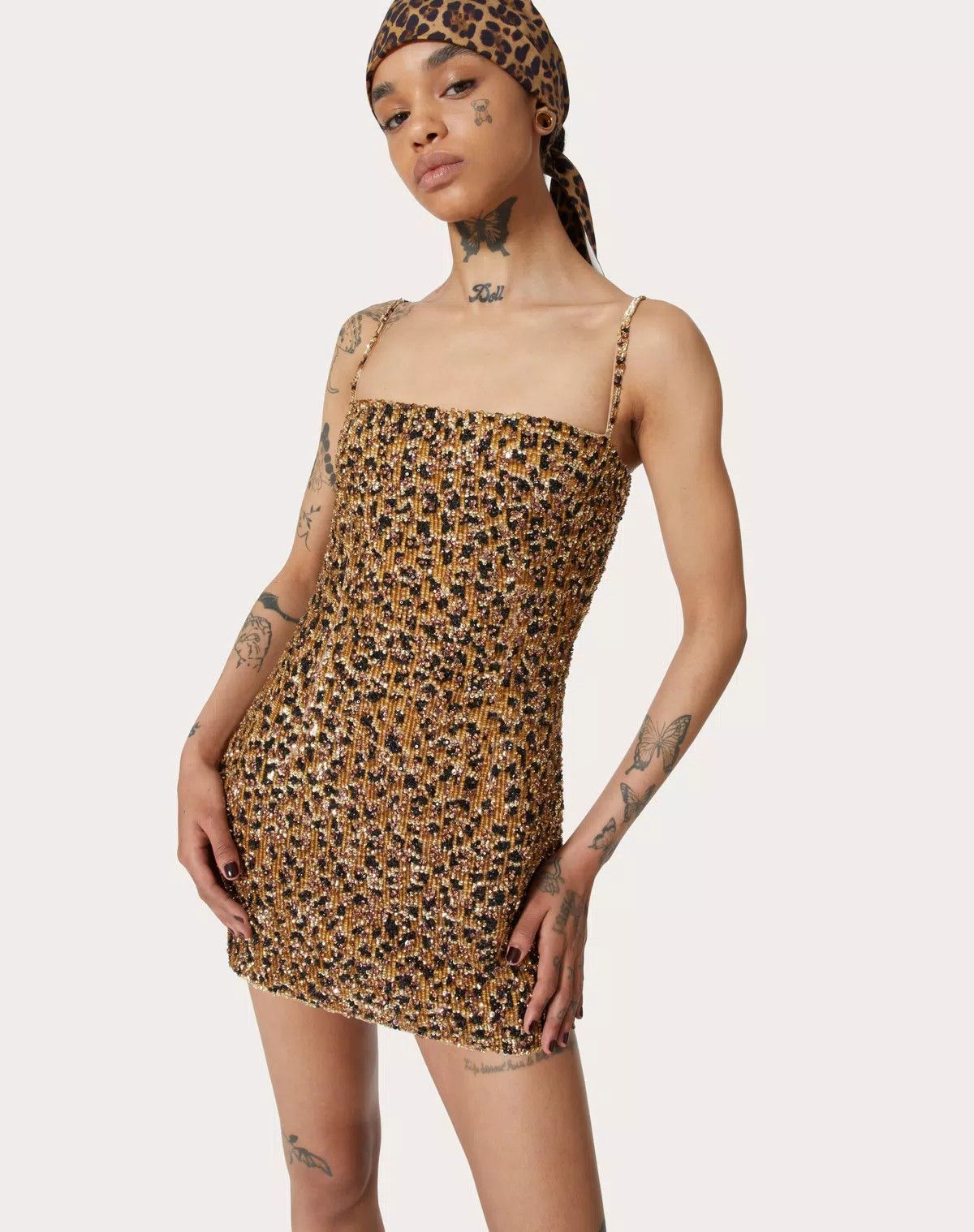 Valentino o1s1wg110426 Short Animalier Organza Dress in Multicolor Size S / US 4 / IT 40 - 7 Thumbnail