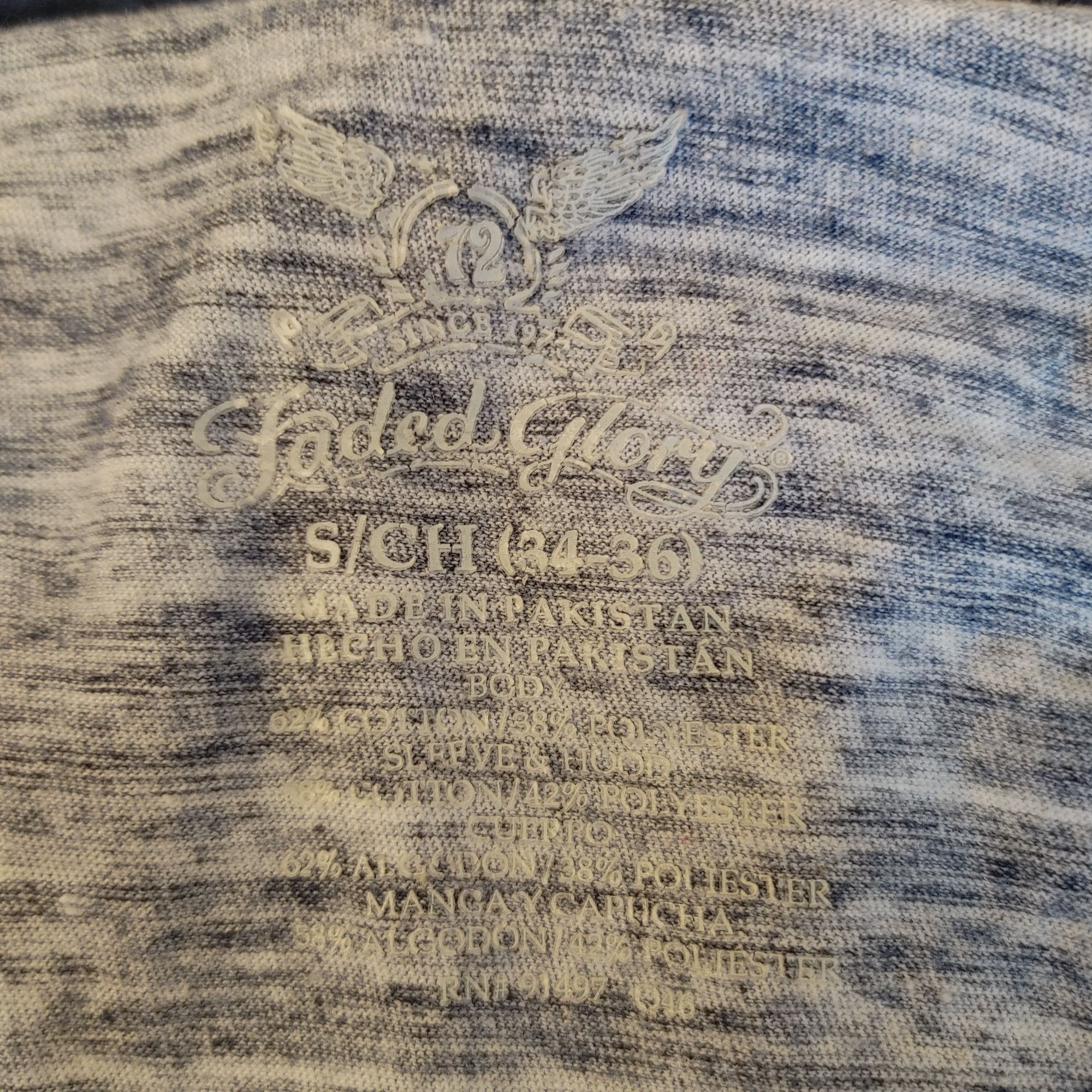 Faded Glory Faded Glory Men's Gray/Navy Long Sleeve 3/4 Button Down Hood Size US S / EU 44-46 / 1 - 3 Thumbnail