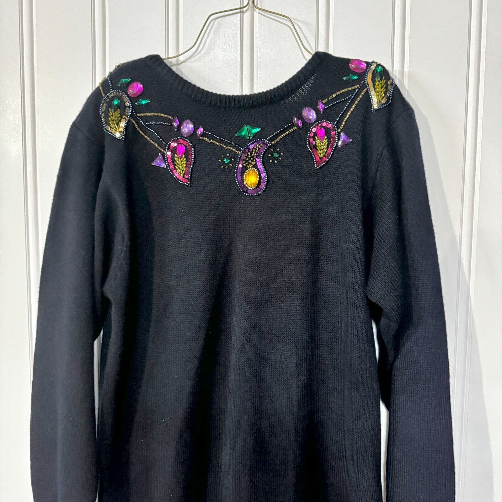 Vintage R&K Originals Navy Sequin Midi Sweater Dress Medium