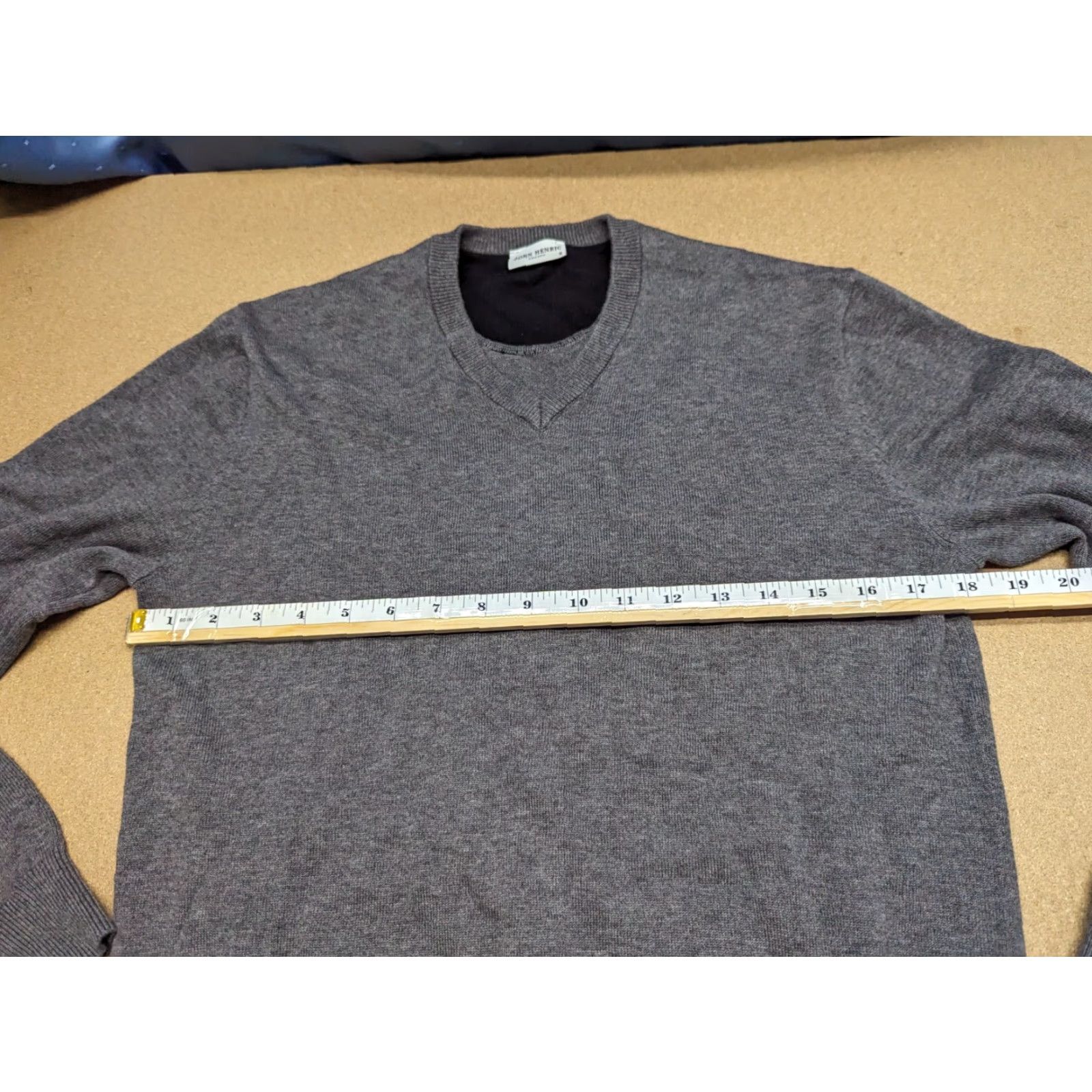 Vintage John Henric Mens Pullover Gray Small Elbow Patch Cotton Crewneck Knitted Size US S / EU 44-46 / 1 - 6 Thumbnail