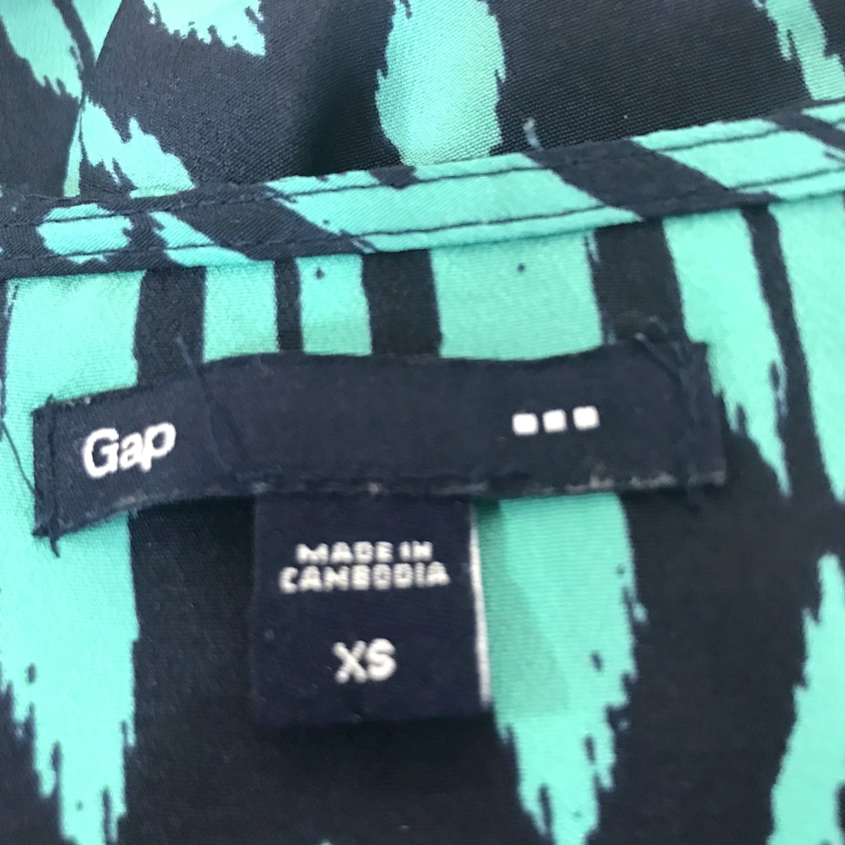 Gap GAP Teal Navy Geometric Lace-Up Neckline Shift Dress Womens XS Knee Length Lightweight Pockets Size XS / US 0-2 / IT 36-38 - 3 Thumbnail
