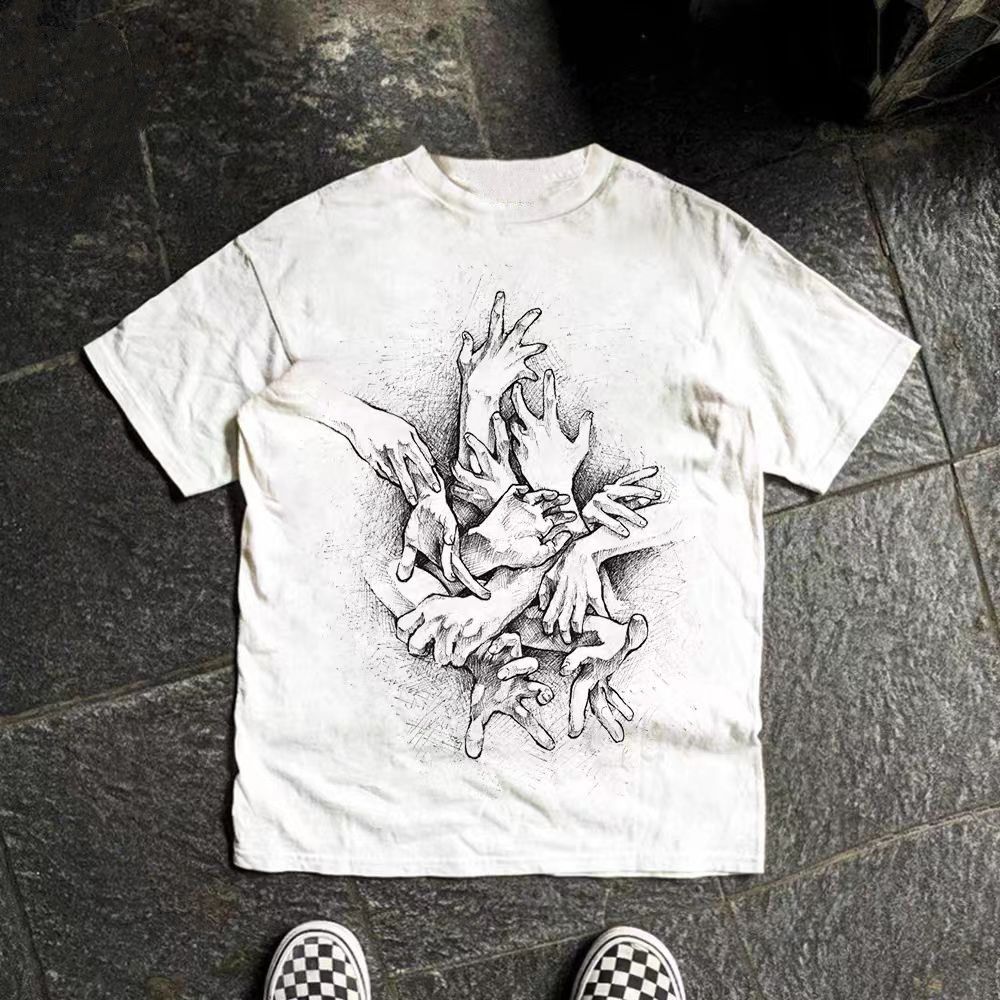 Vintage White washed retro palm print t-shirt Size US L / EU 52-54 / 3 - 1 Thumbnail