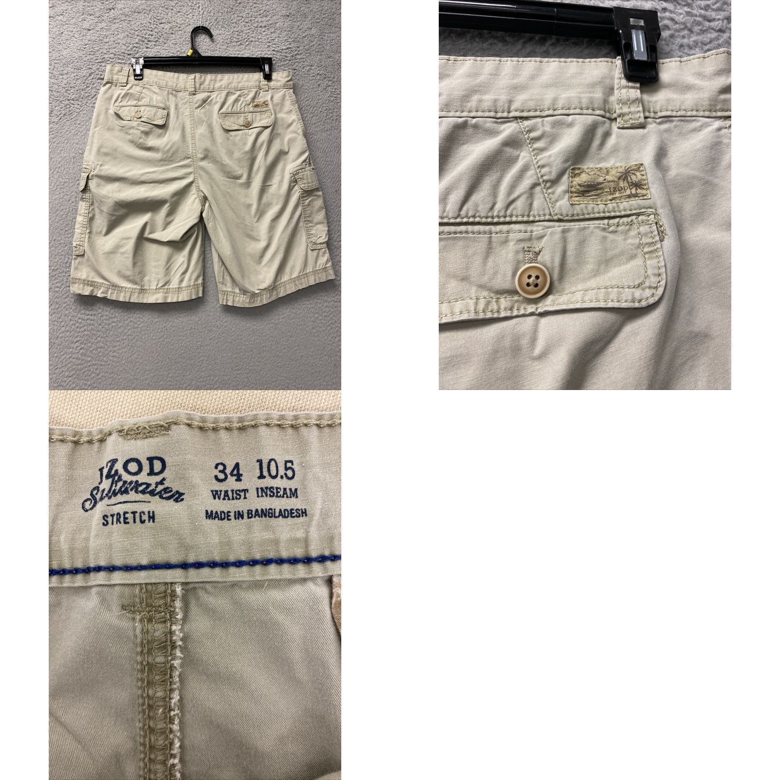 Izod IZOD Short(s) Men's Size 34 Classic Cargo Shorts Beige 10.5” Inseam EUC /87-91 Size US 34 / EU 50 - 8 Thumbnail