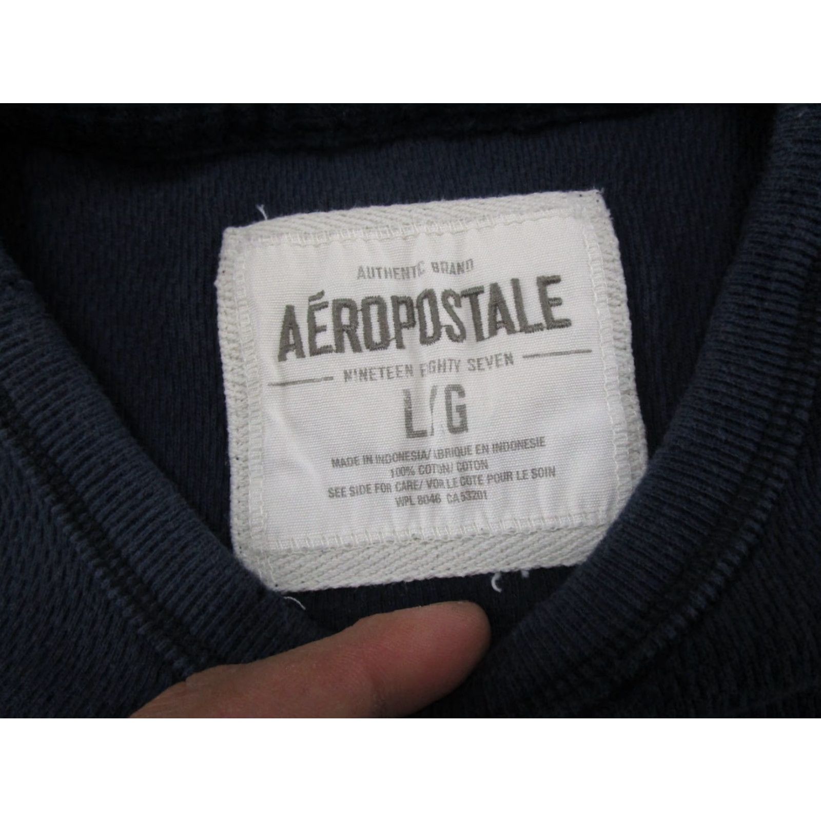 Aeropostale VINTAGE Aeropostale Y2K Navy Blue Shirt Waffle Knit Thermal Long Sleeve XL Skater Size US XL / EU 56 / 4 - 2 Thumbnail
