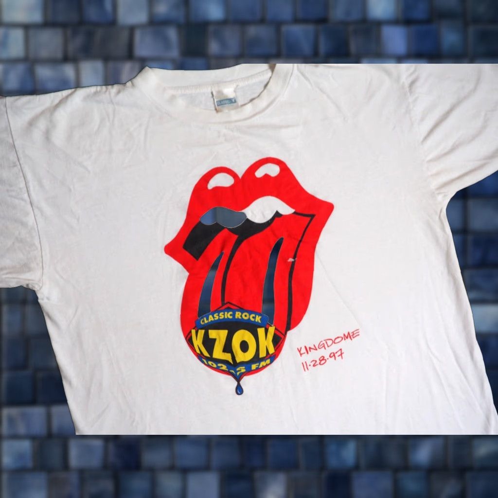 Vintage VTG 90s The Rolling Stones White Tee T-Shirt XL Shirt Men Seattle Kingdome Rock Band Graphic Tee 1990s Decade Glam Rock Size US XL / EU 56 / 4 - 1 Thumbnail