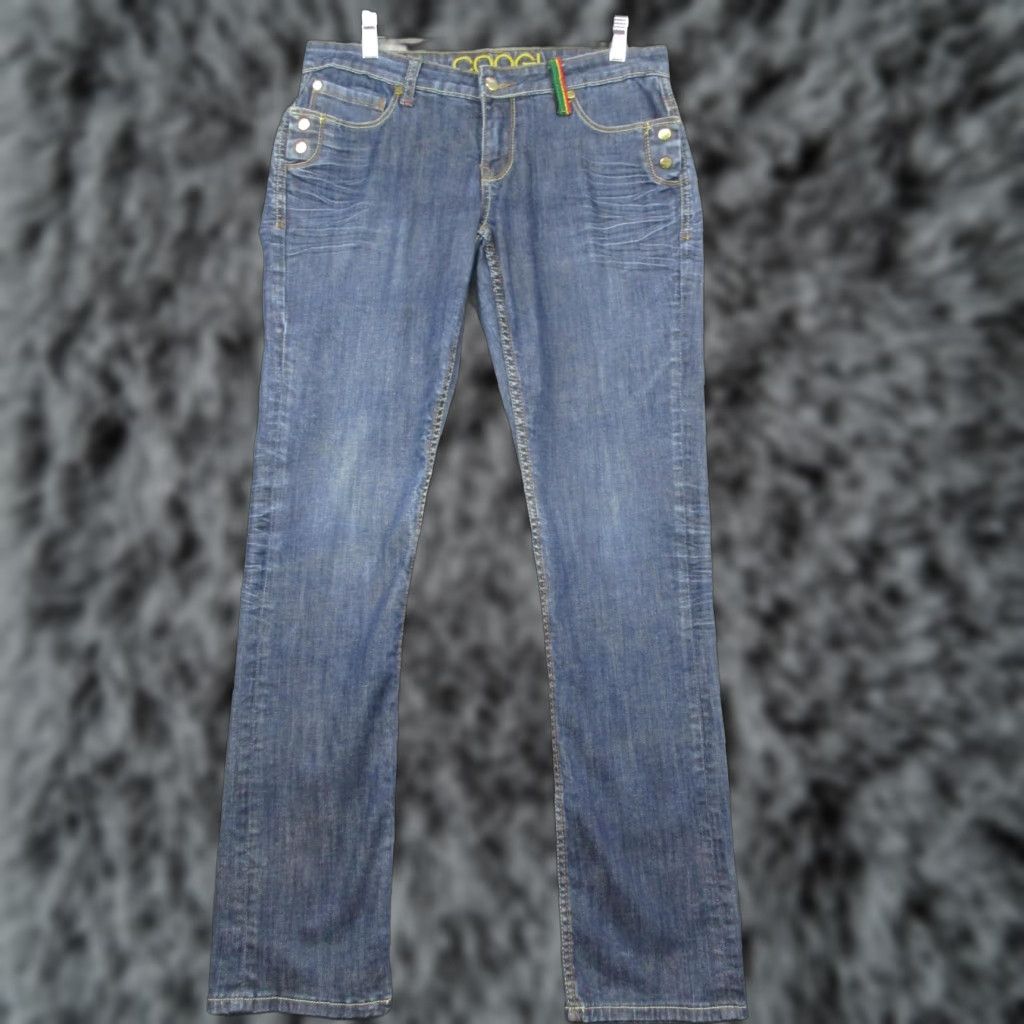 Coogi COOGI Jeans Womens 18 Blue Straight Leg Denim Gold Embellished Pockets Designer Size 40" / US 18 - 1 Thumbnail