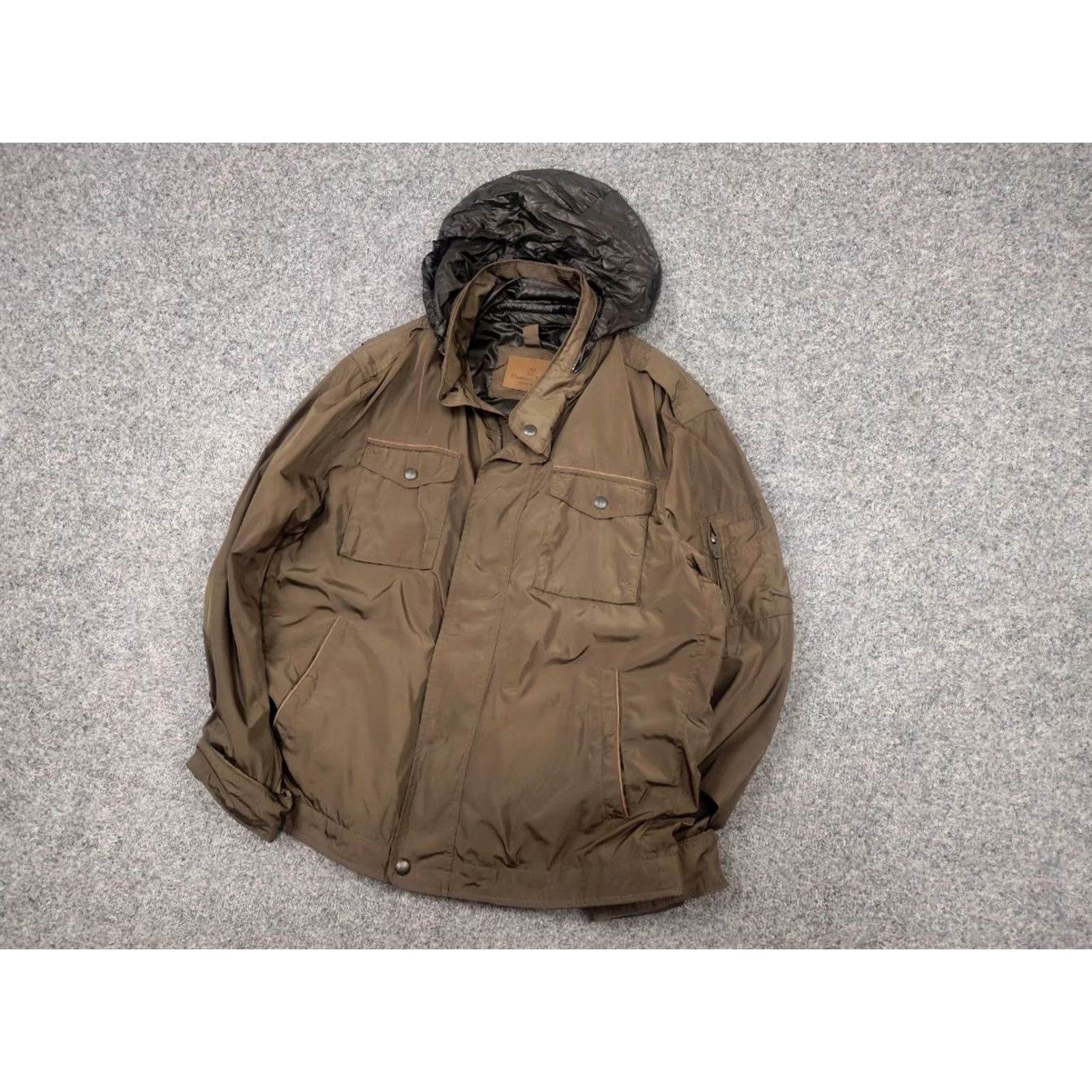 Massimo Dutti VINTAGE Massimo Dutti Nylon Brown Pocket Zip Hoodie Mens Jacket Size US XL / EU 56 / 4 - 3 Thumbnail