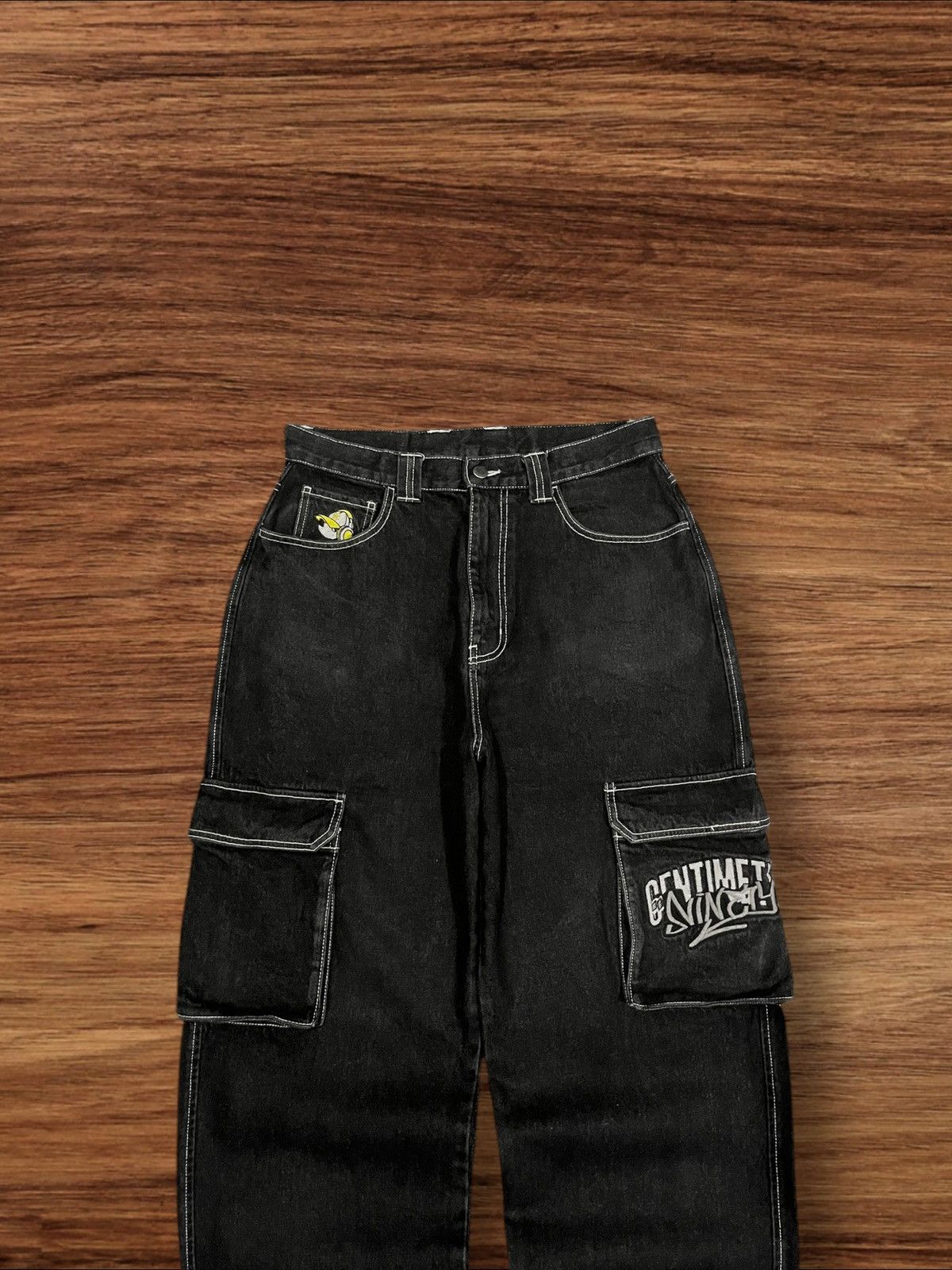 Hypebeast ⚡️High Waist⚡️Y2K Hip Hop Style Embroidered Slogan Baggy Jeans Size US 32 / EU 48 - 4 Thumbnail